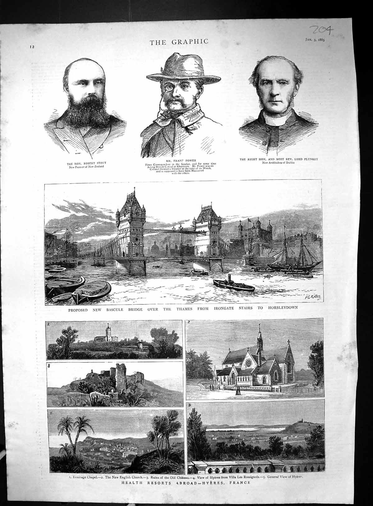 Old Health Resort Hyeres France 1885 Bascule Bridge River Thames Stou Victorian