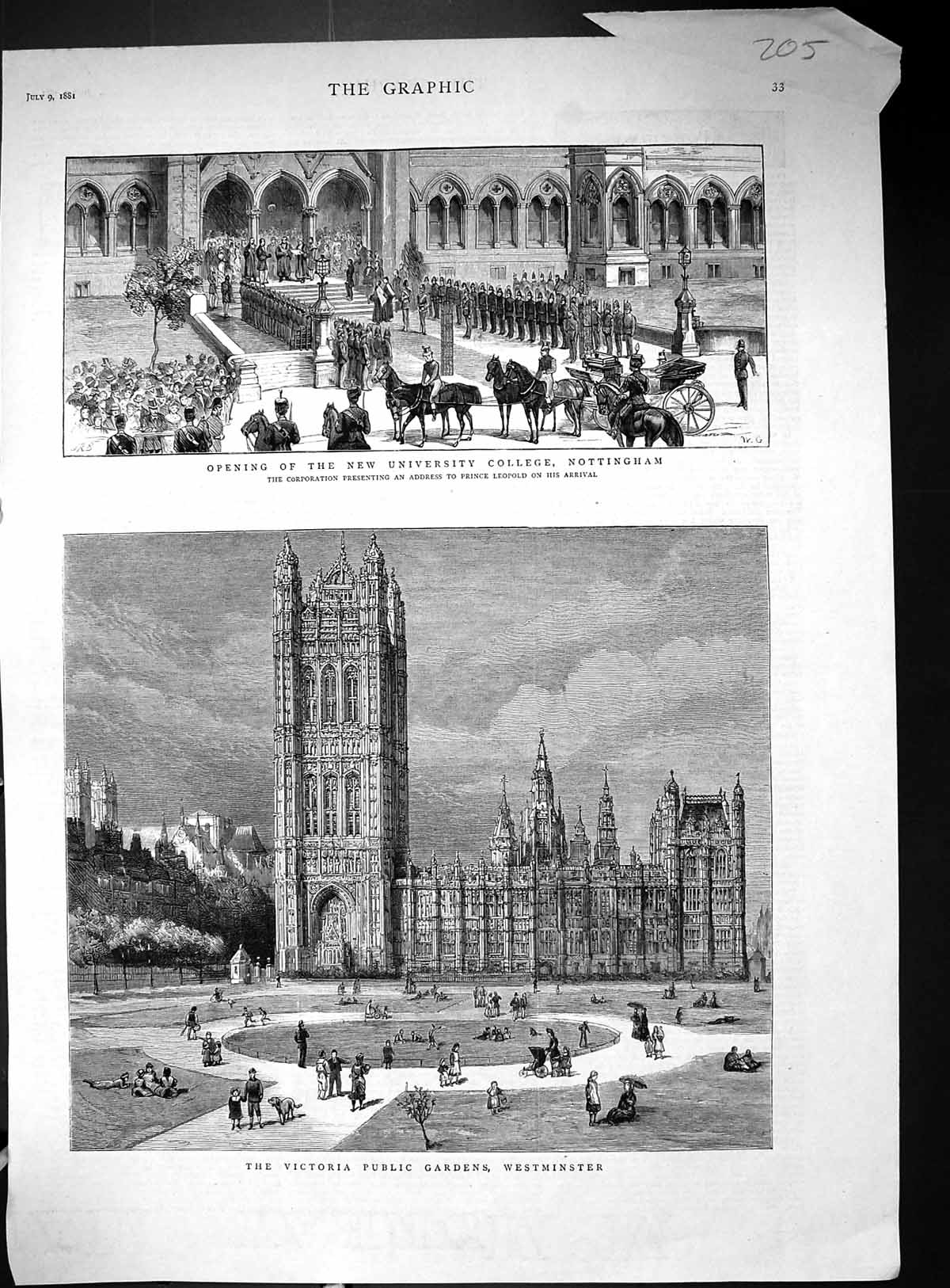 Old 1881 Victoria Public Gardens Westminster University College Notti Victorian