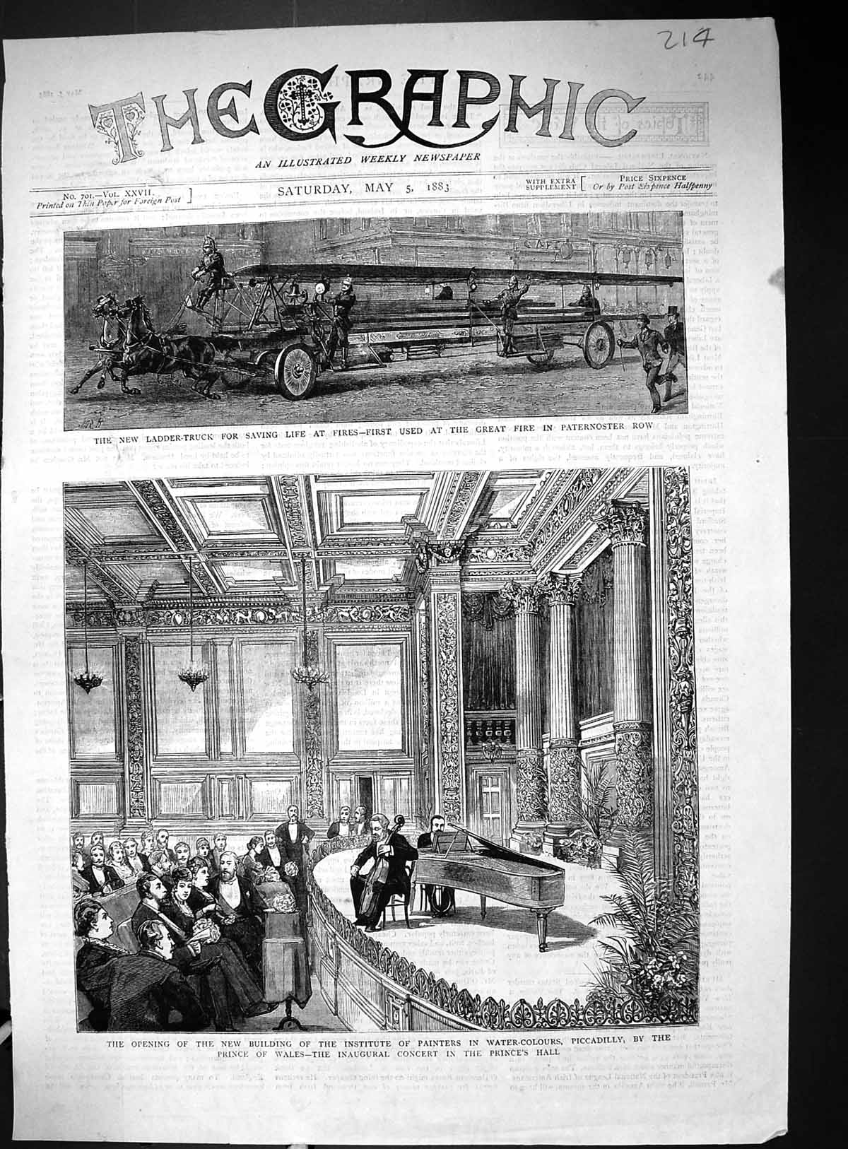 Old Building Painters Piccadilly Prince Wales 1883 Ladder-Truck Fire Victorian