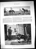 Antique Old Print 1882 Wallaby Hunting Queensland Australia Neighbours Houses