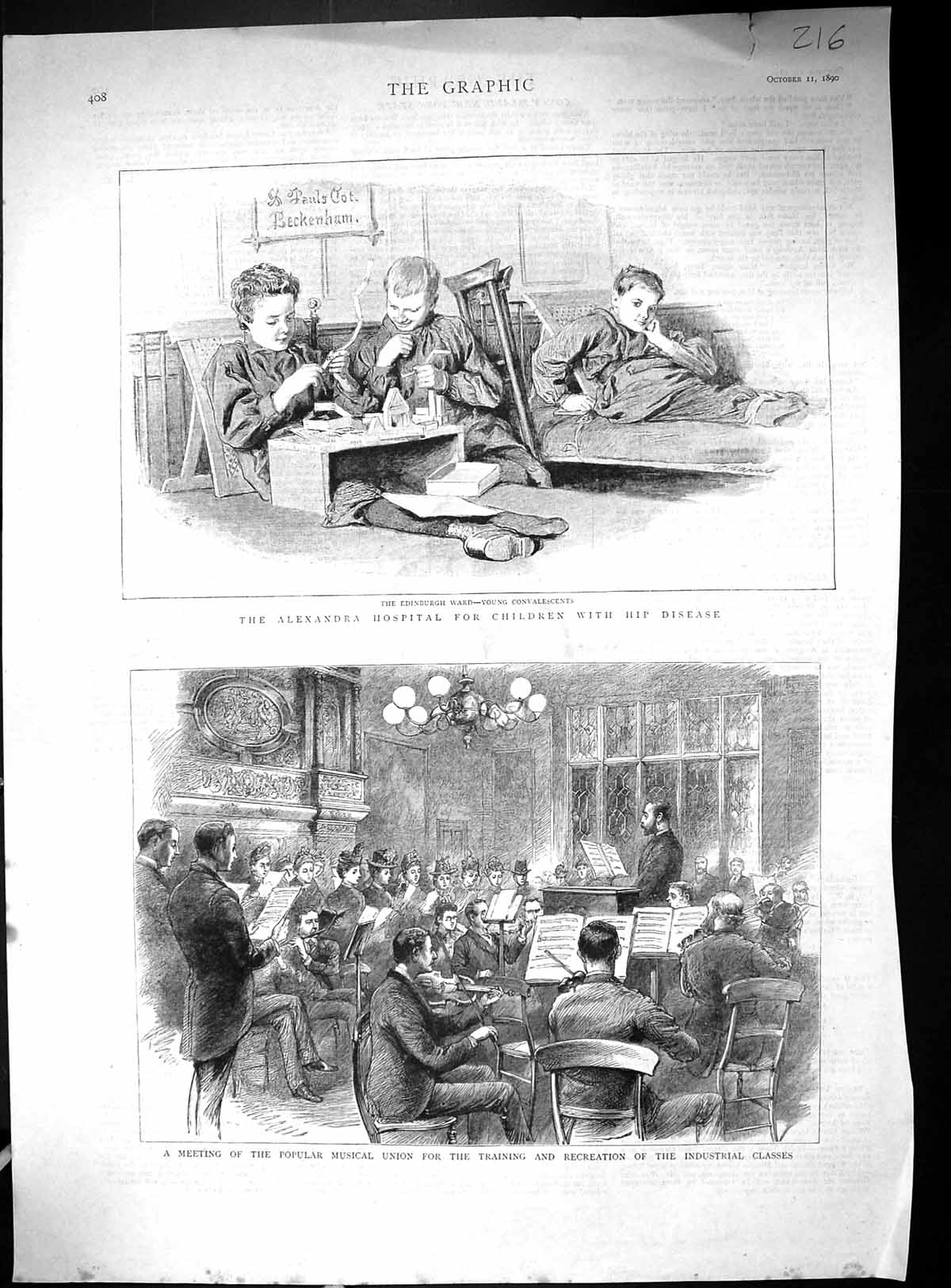 Old Meet Musical Union 1890 Alexandra Hospital Children Hip Disease E Victorian
