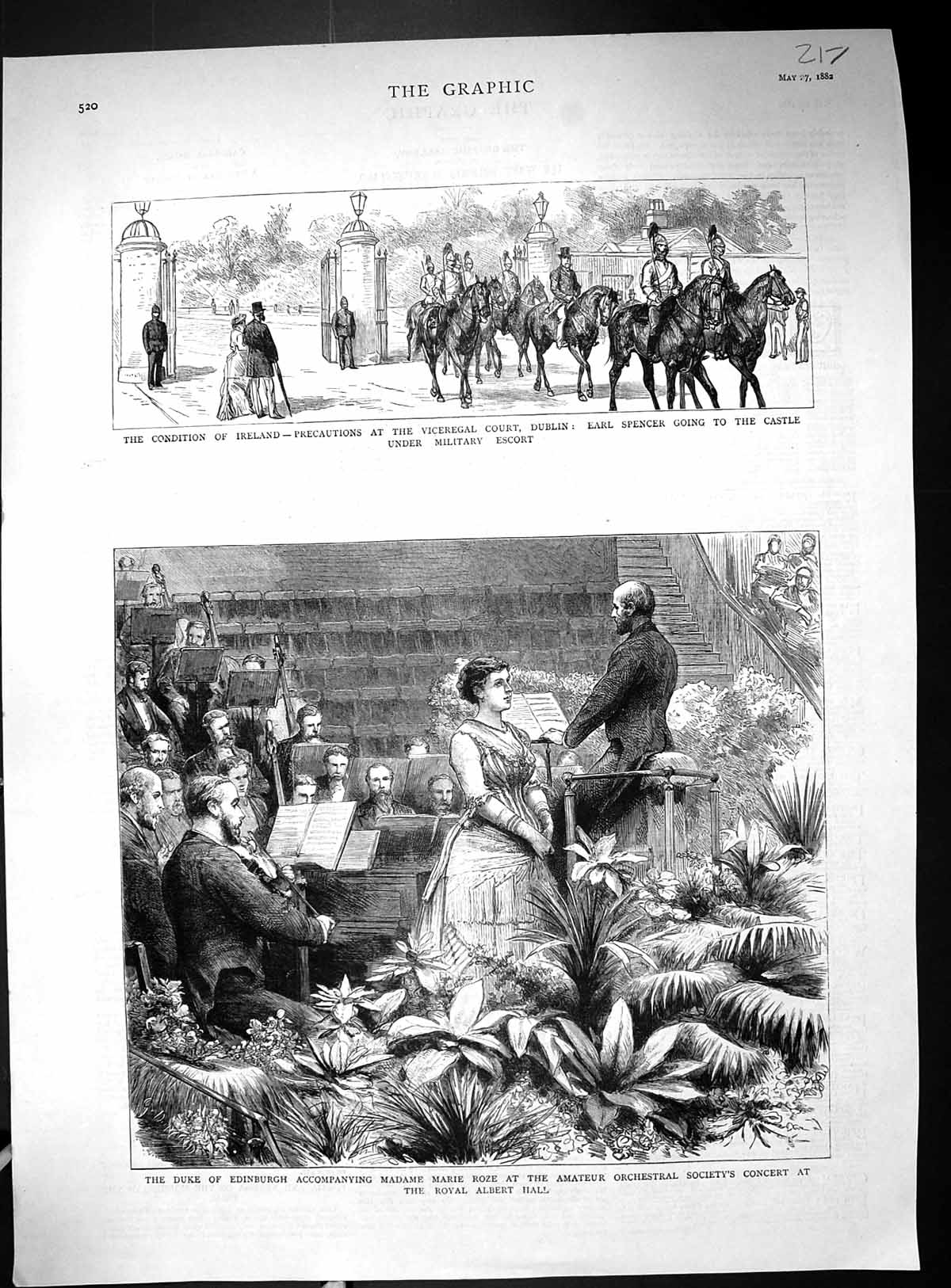Old Spencer Ireland 1882 Duke Edinburgh Madame Marie Roze Orchestra A Victorian