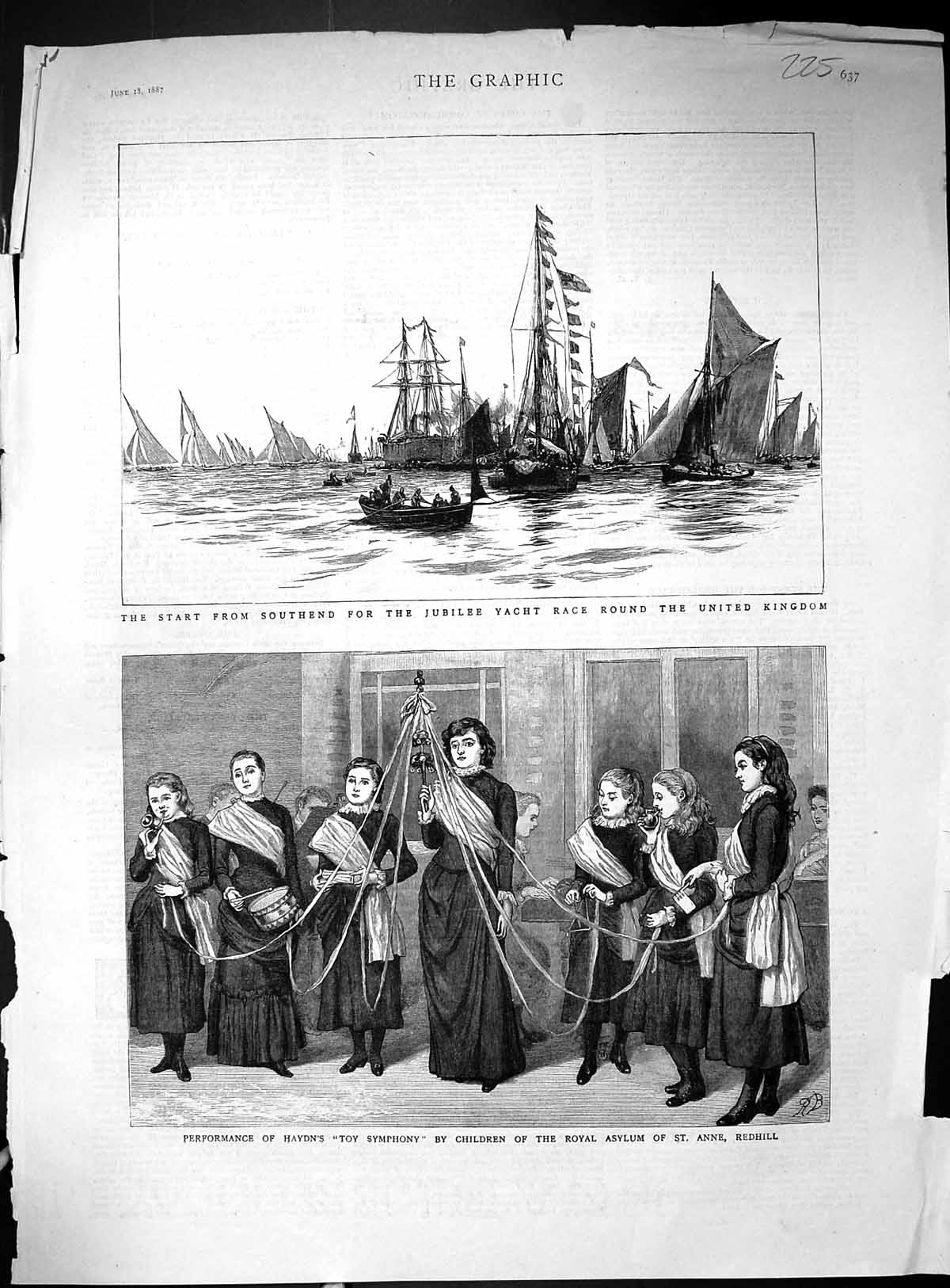 Old 1887 Southend Jubilee Yacht Race Haydn Toy Symphony Royal Asylum Victorian