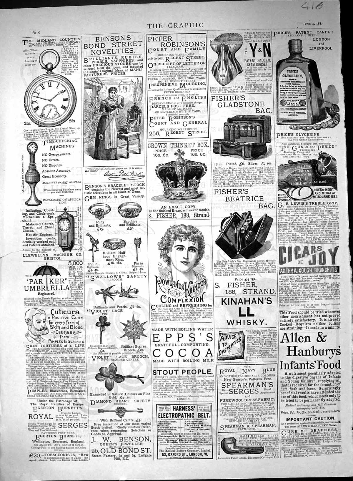Old 1887 Advert Price'S Candle Whisky Allen Hanbury Umbrella Mappin W 19th