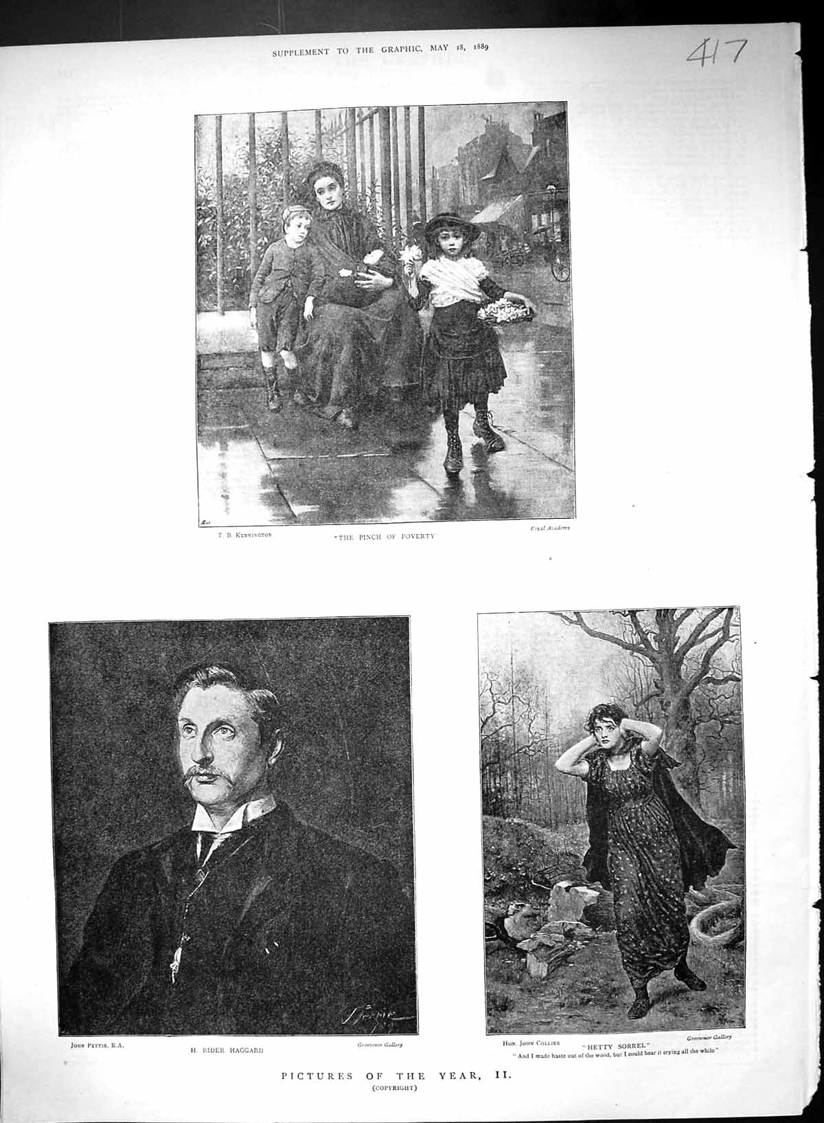 Antique Old Print 1889 Rider Haggard Hetty Sorrel Poor Children Street Scene