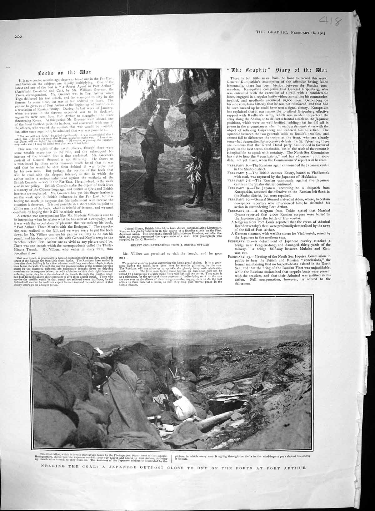 Old 1905 War Colonel Hume Kono Japanese Outpost Fort Port Arthur Map 20th