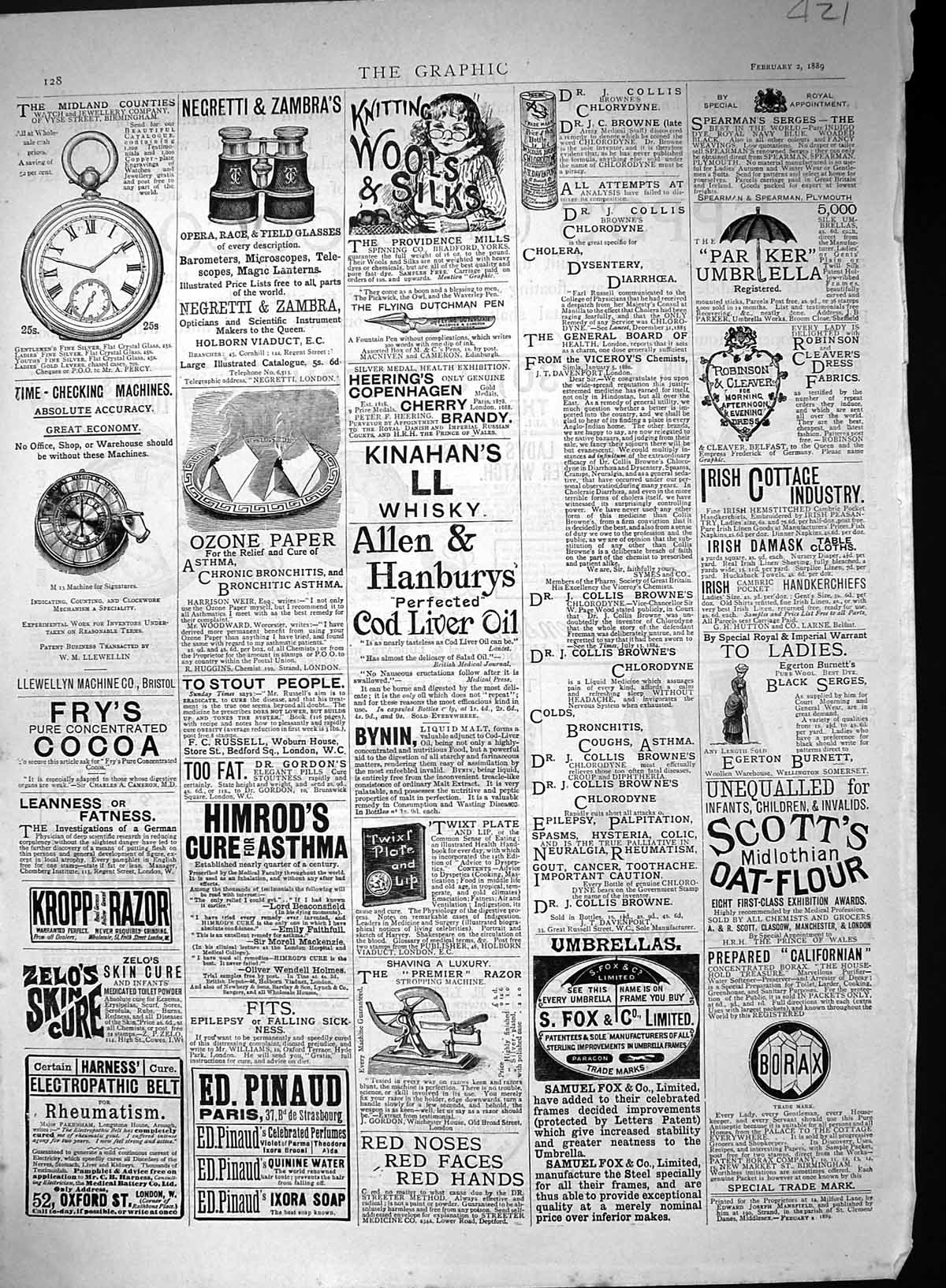Old Print Umbrellas Negretti Whisky Kropp Razor Epps'S Cocoa Benson 1889 19th