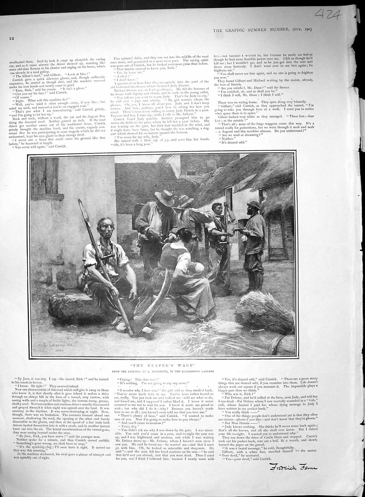 Old 1903 Reaper'S Wage Agriculture Farming Car Driver Racing Horse Ca 20th