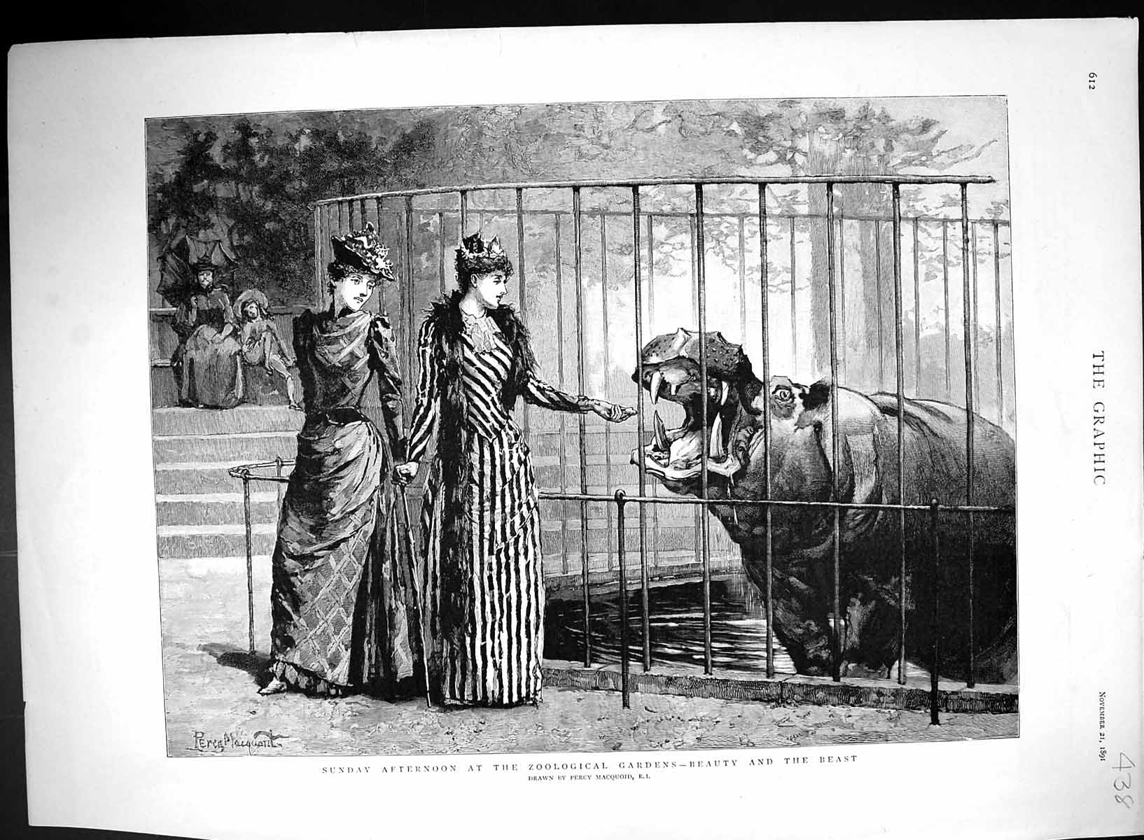 Old 1891 Zoological Gardens Ladies Hippopotamus Silver Salver Colonel 19th
