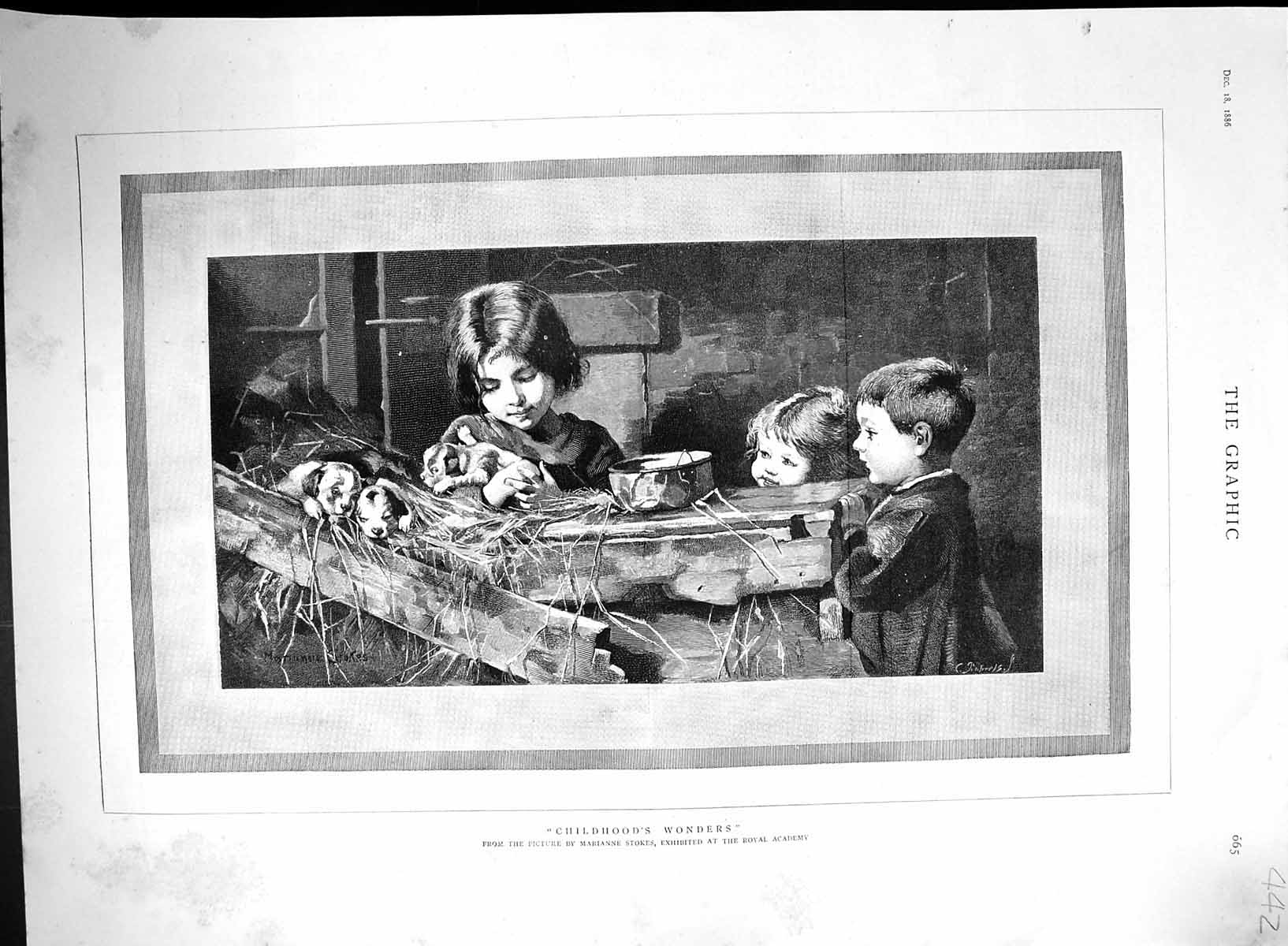 Old 1886 Childhood Wonders Children Puppies Stokes Mappin Webb Entert 19th