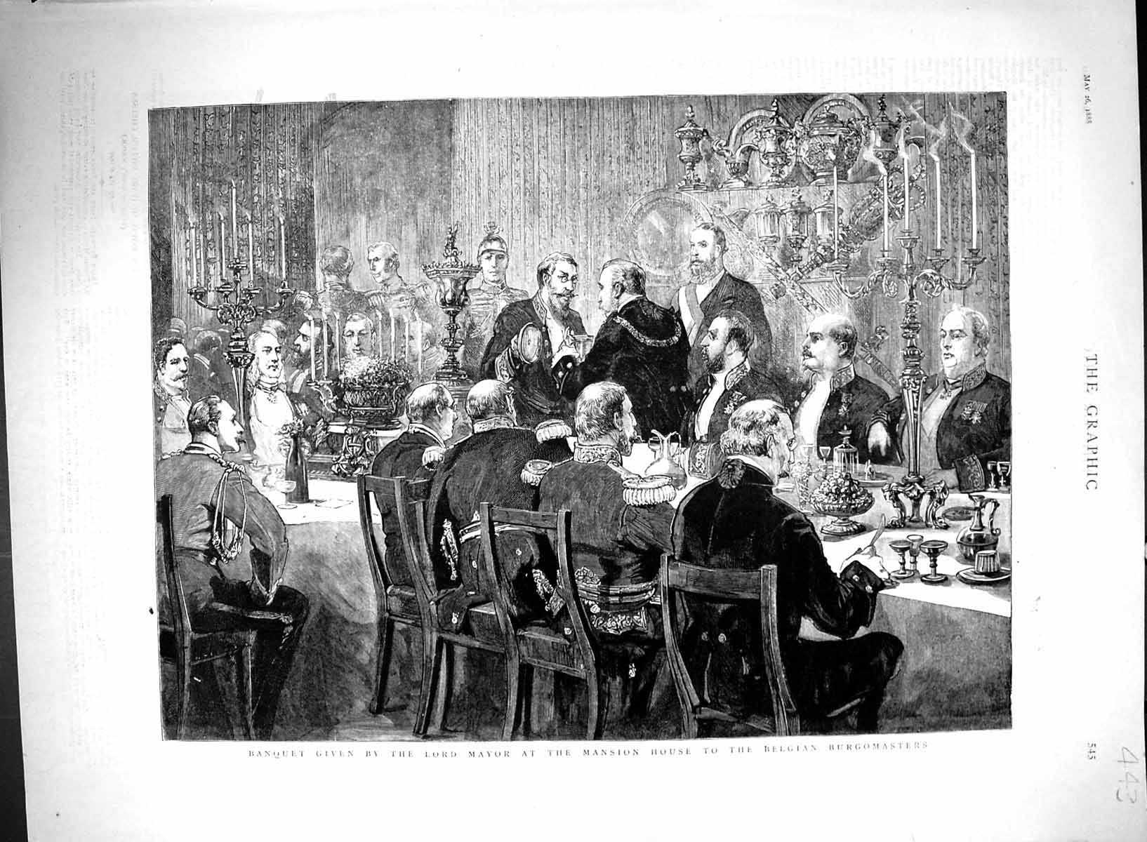 Old Banquet Lord Mayor Mansion House Belgian Burgomasters 1888 Gaeder 19th