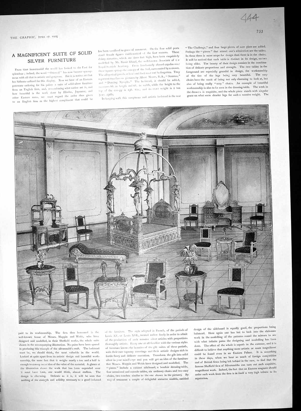Old Print Bellord Knight Littlewood Mercer 1905 Solid Silver Furniture G4 20th