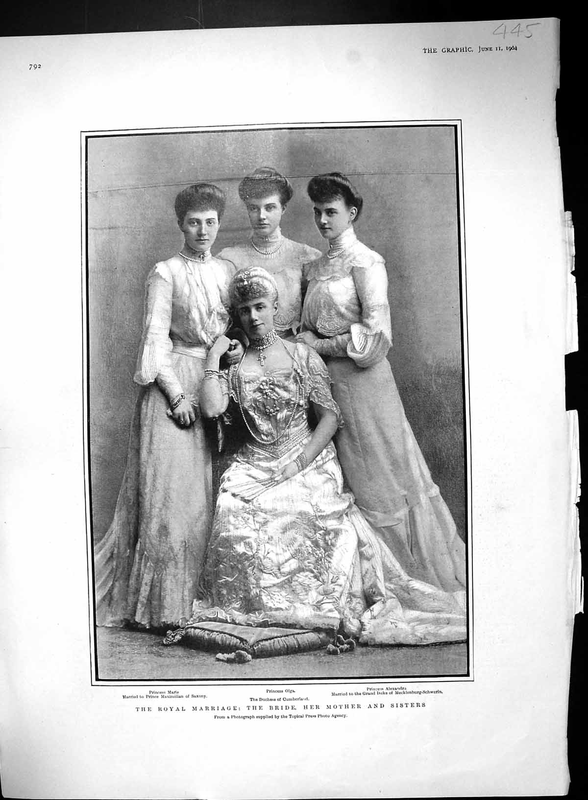 Old 1904 Princess Olga Alexandra Marie Duchess Cumberland Saxony Warn 20th