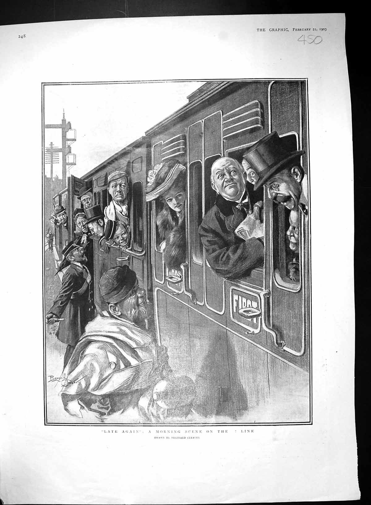Old 1903 Morning Scene Railway Train Line Transport King Queen Herber 20th