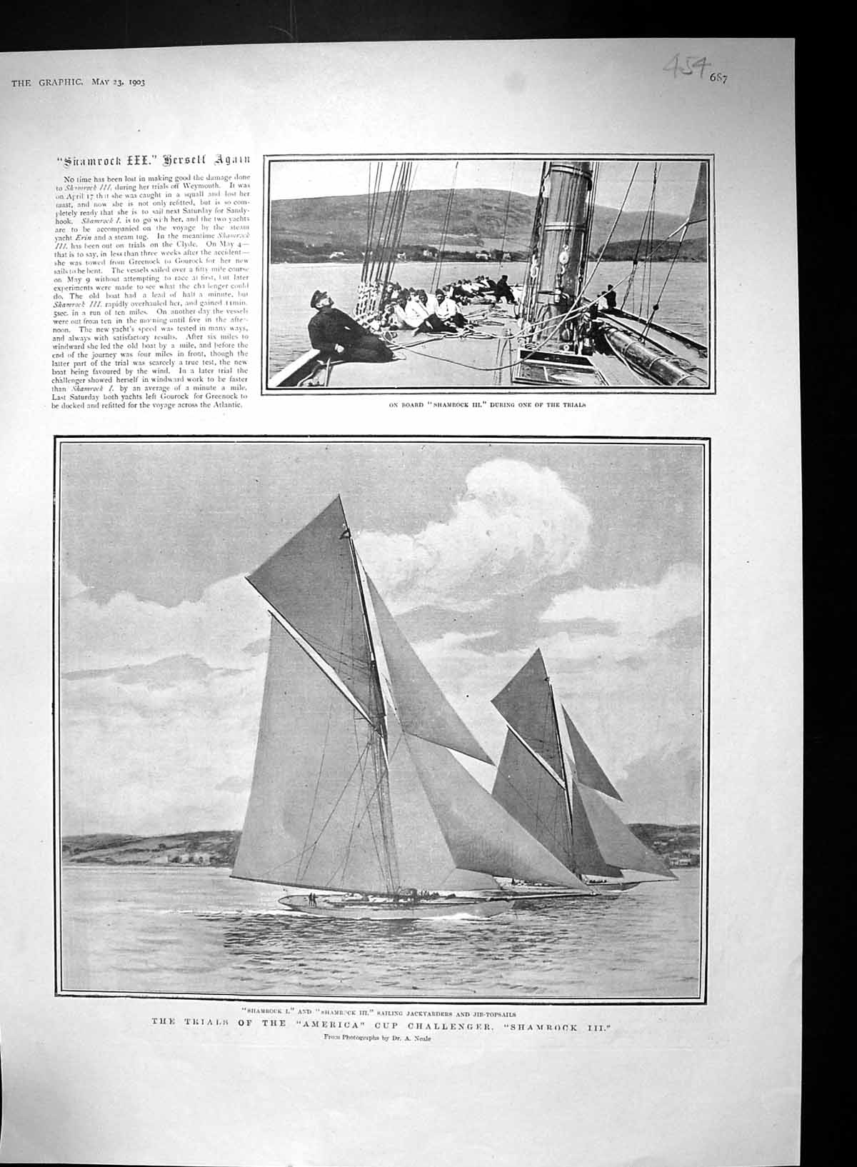 Old 1903 America Cup Challenger Shamrock Jackyarders Jib-Topsails Lad 20th