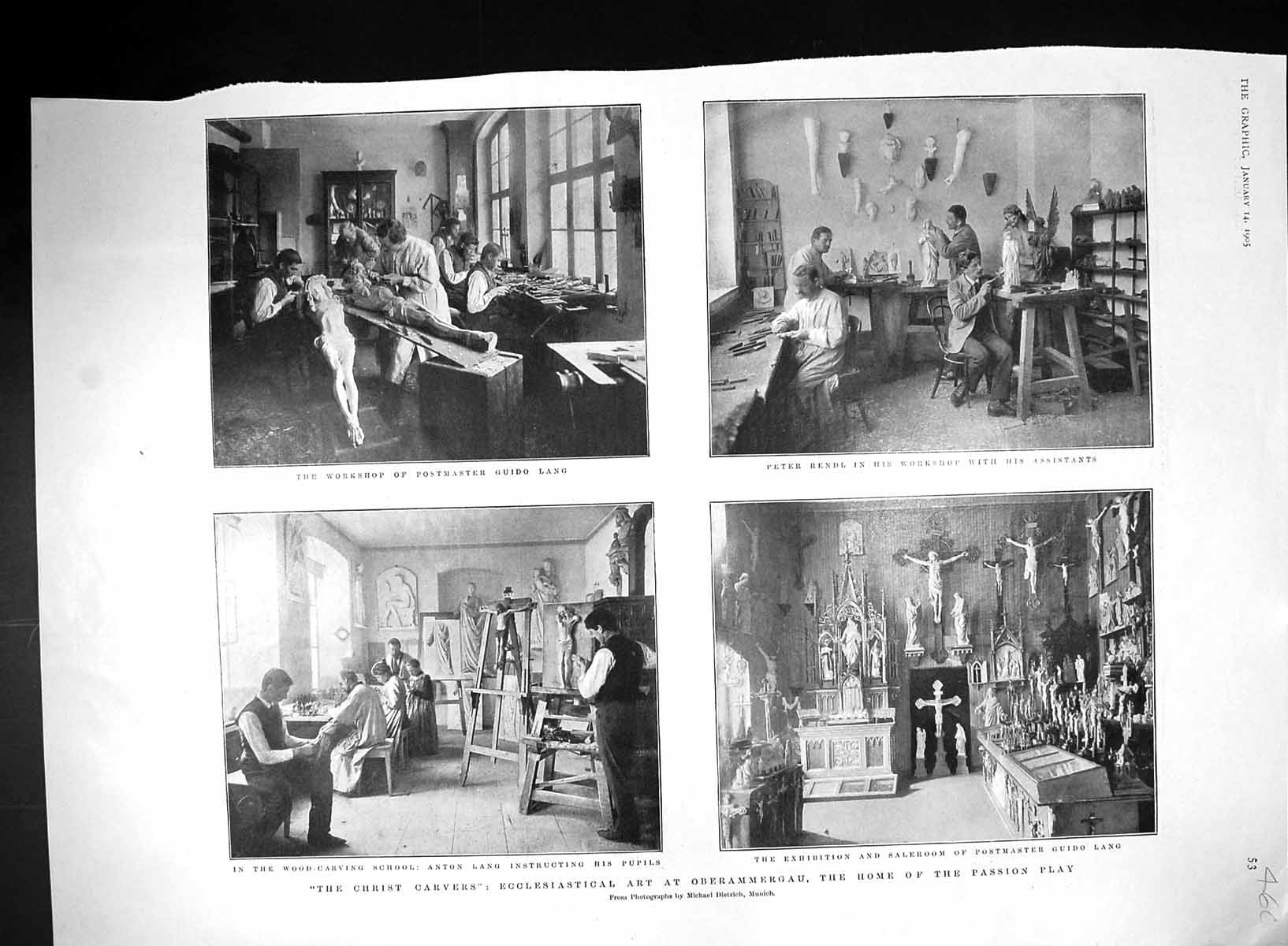 Old 1905 Carvers Ecclesiastical Art Oberammergau Passion Play Lang Sa 20th