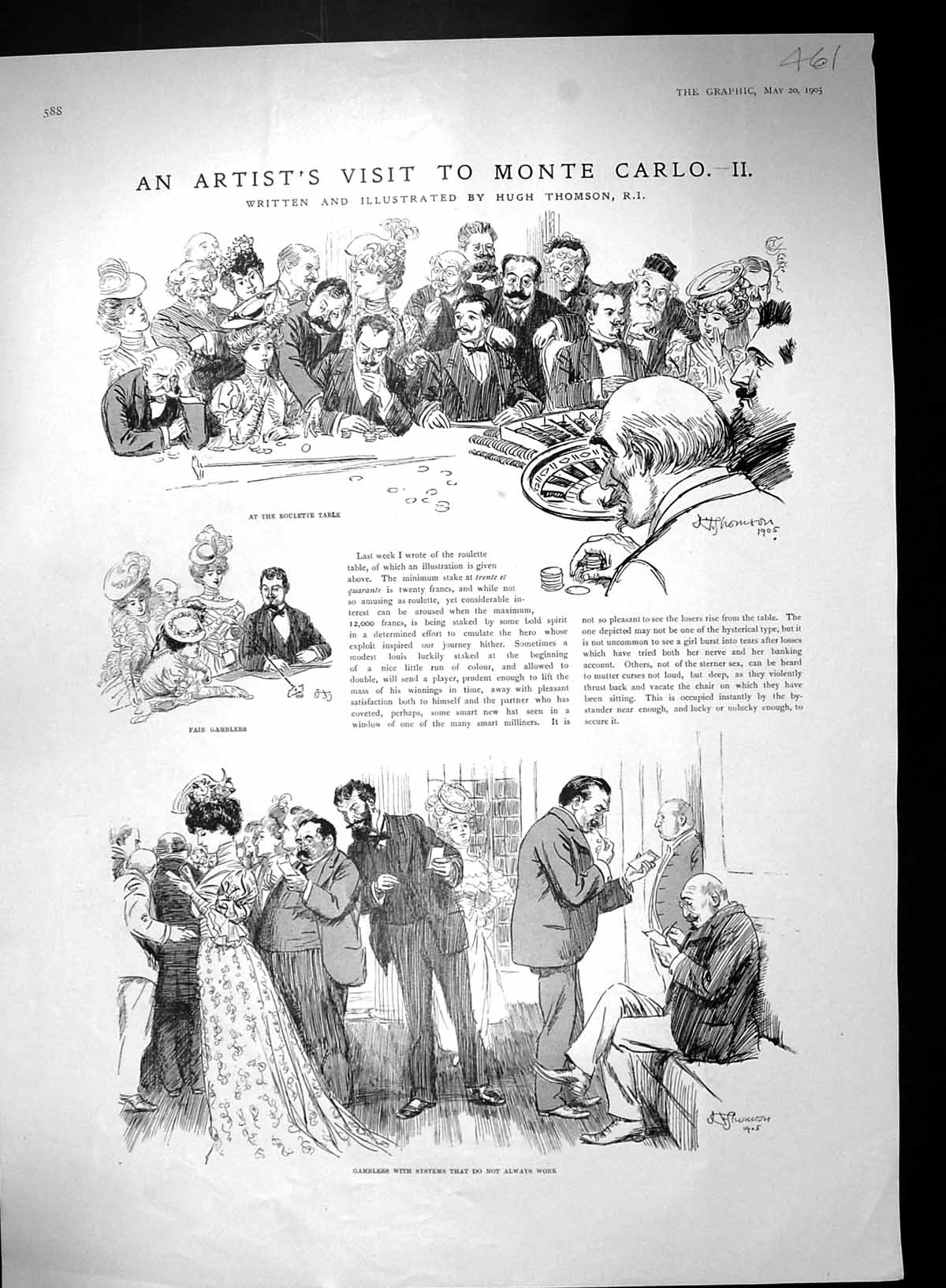 Old 1905 Monte Carlo Roulette Gambling France Admiral Nebogatf Ship R 20th