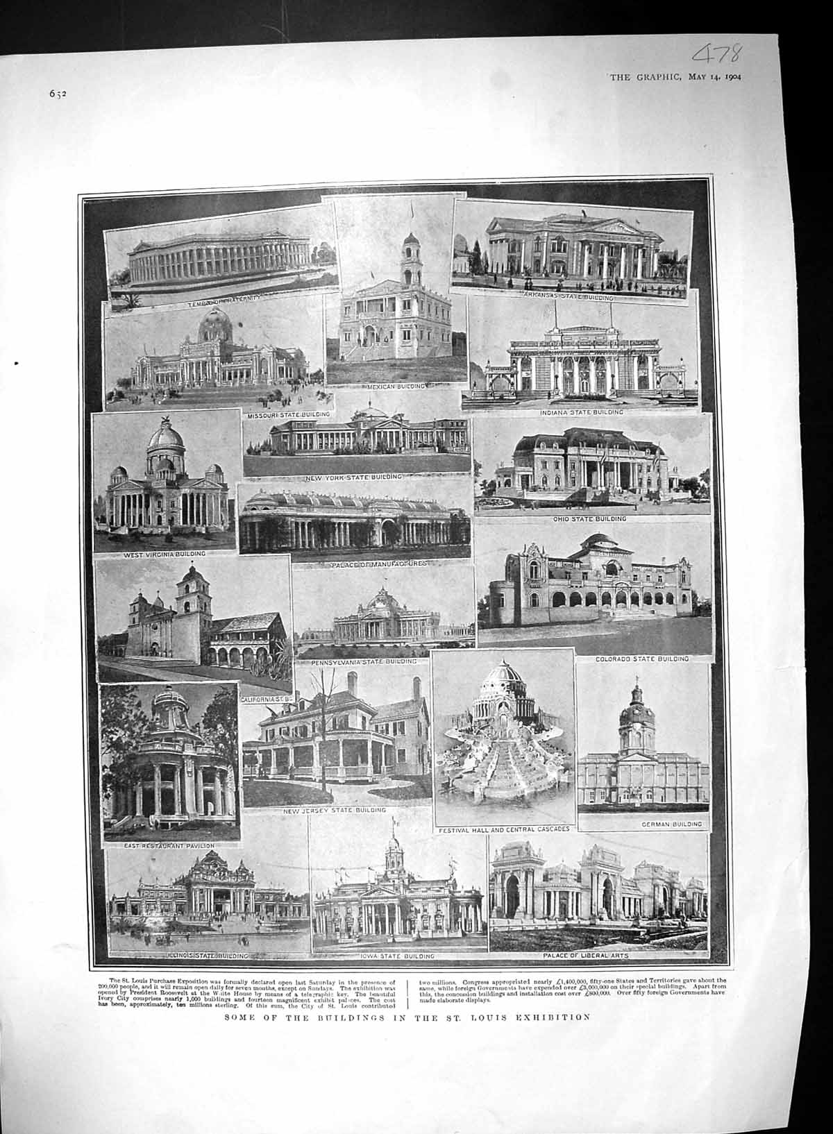 Old 1904 Louis Exhibition Buildings Arkansas Jersey Iowa Ireland Lism 20th