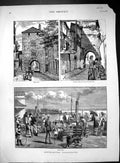Old Print 1883 Southampton West Gate Postern Blue Anchor Lane Royal Pier 19th