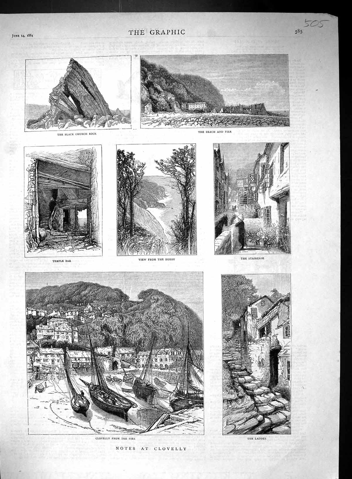 Old 1884 Clovelly Black Church Rock Temple Bar Beach Pier Capital Toa 19th