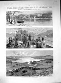 Old 1888 View Windermere Lake Steamer Bowness Lake District Martineau 19th