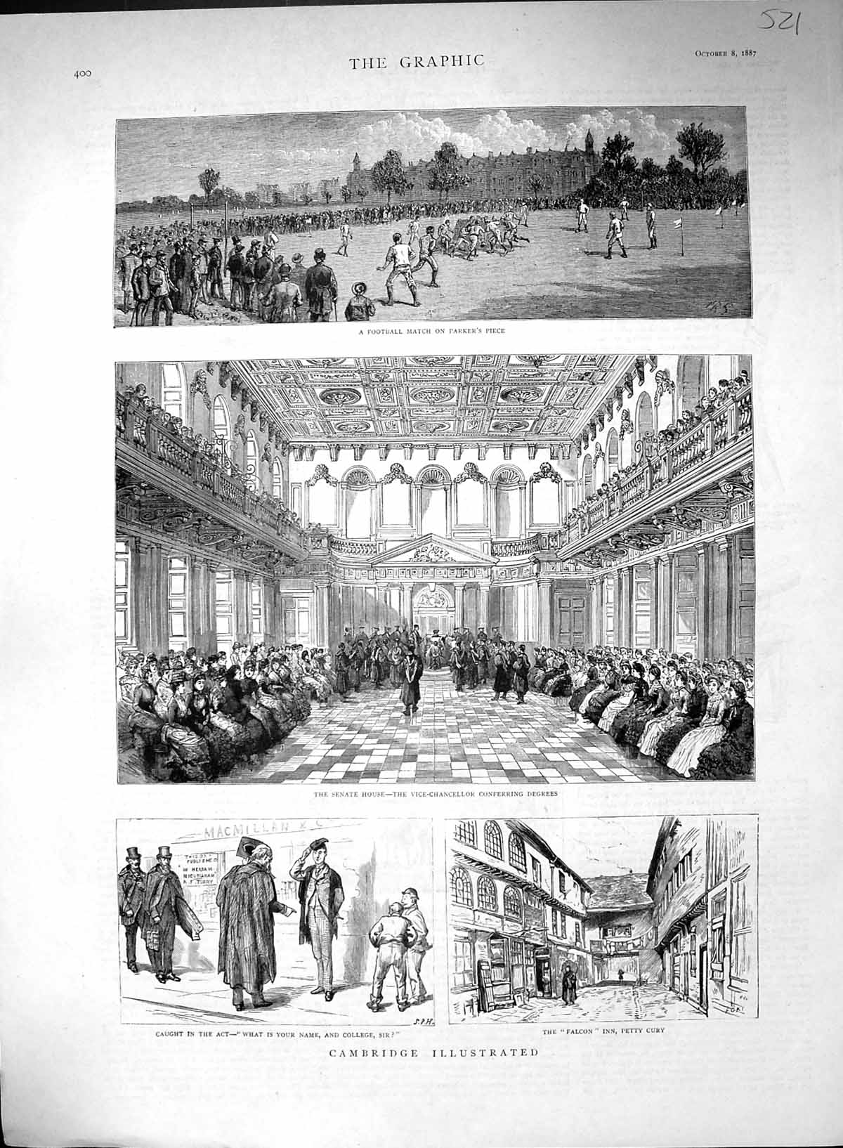 Old 1887 Cambridge Senate House Football Match Parker'S Piece HobsonVictorian