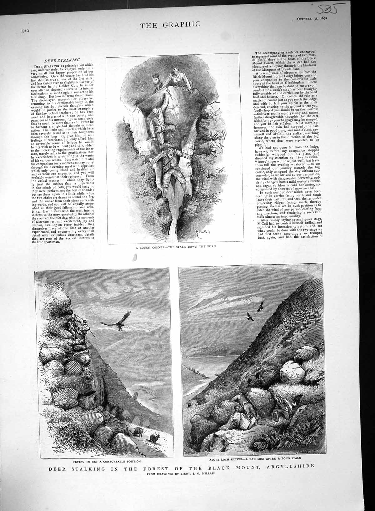 Old 1891 Deer Forest Black Mount Argyllshire Hunting Ettive Phillpott 19th