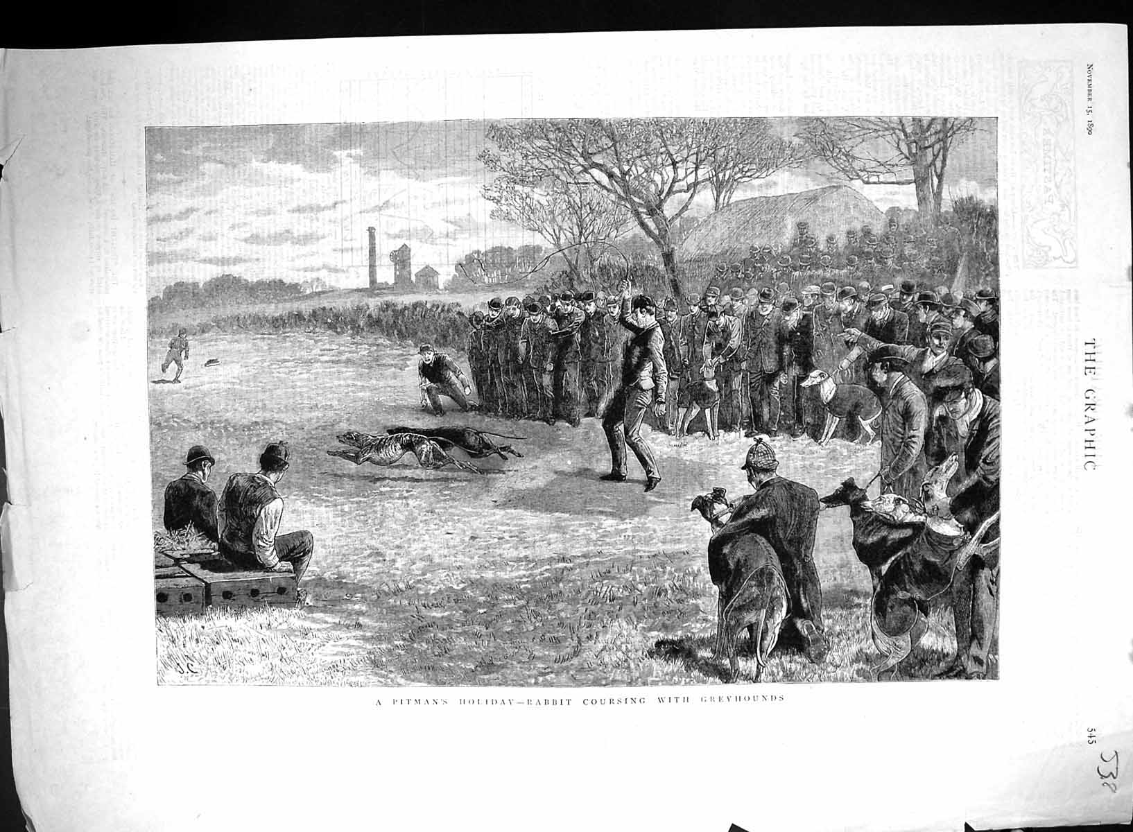 Old 1890 Rabbit Coursing Greyhounds Pitmans Holiday Armitage WeatherVictorian