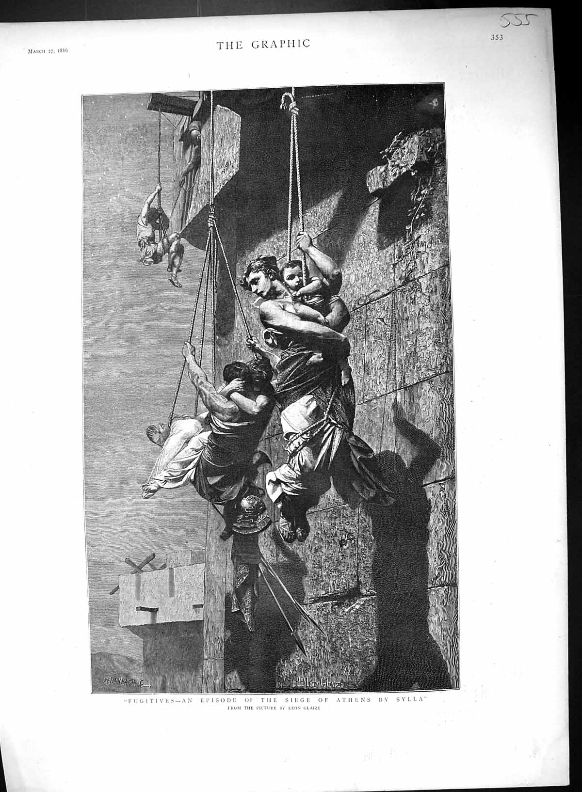 Antique Print 1886 Fugitives Siege Athens Sylla Leon Glaize Allen Hanbury 19th