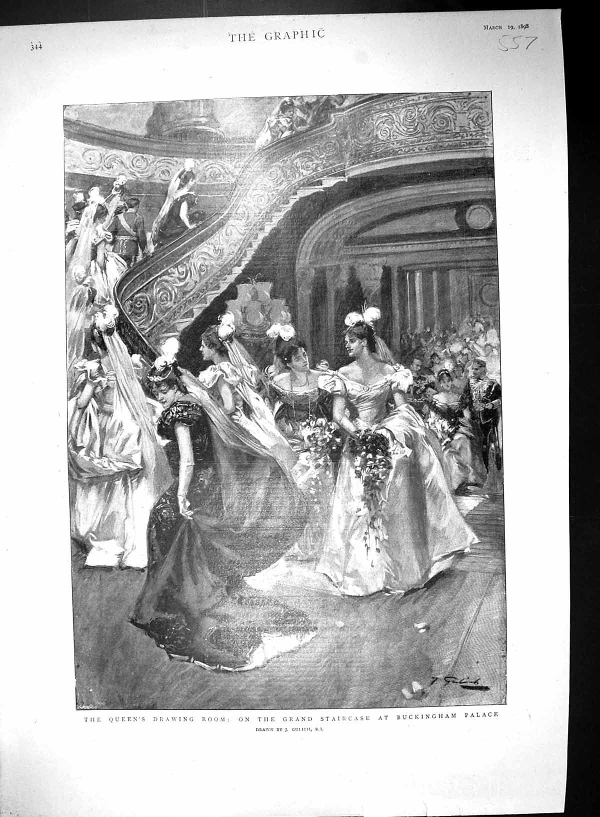 Old 1898 Queen'S Drawing Room Staircase Buckingham Palace Woolf JoelVictorian