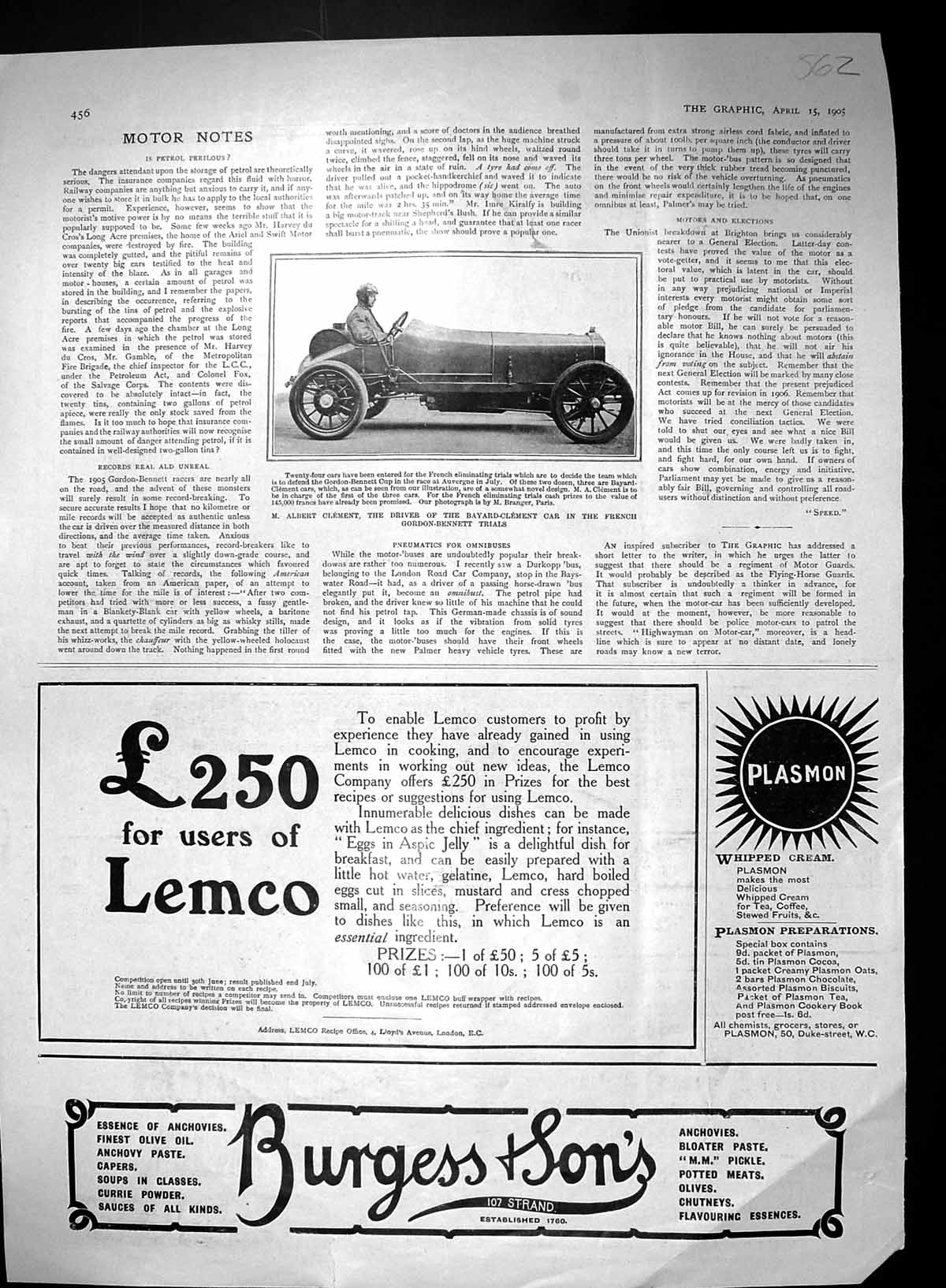 Old 1905 Albert Clement Bayard-Clement Car Gordon-Bennett Lemco Kodak 20th