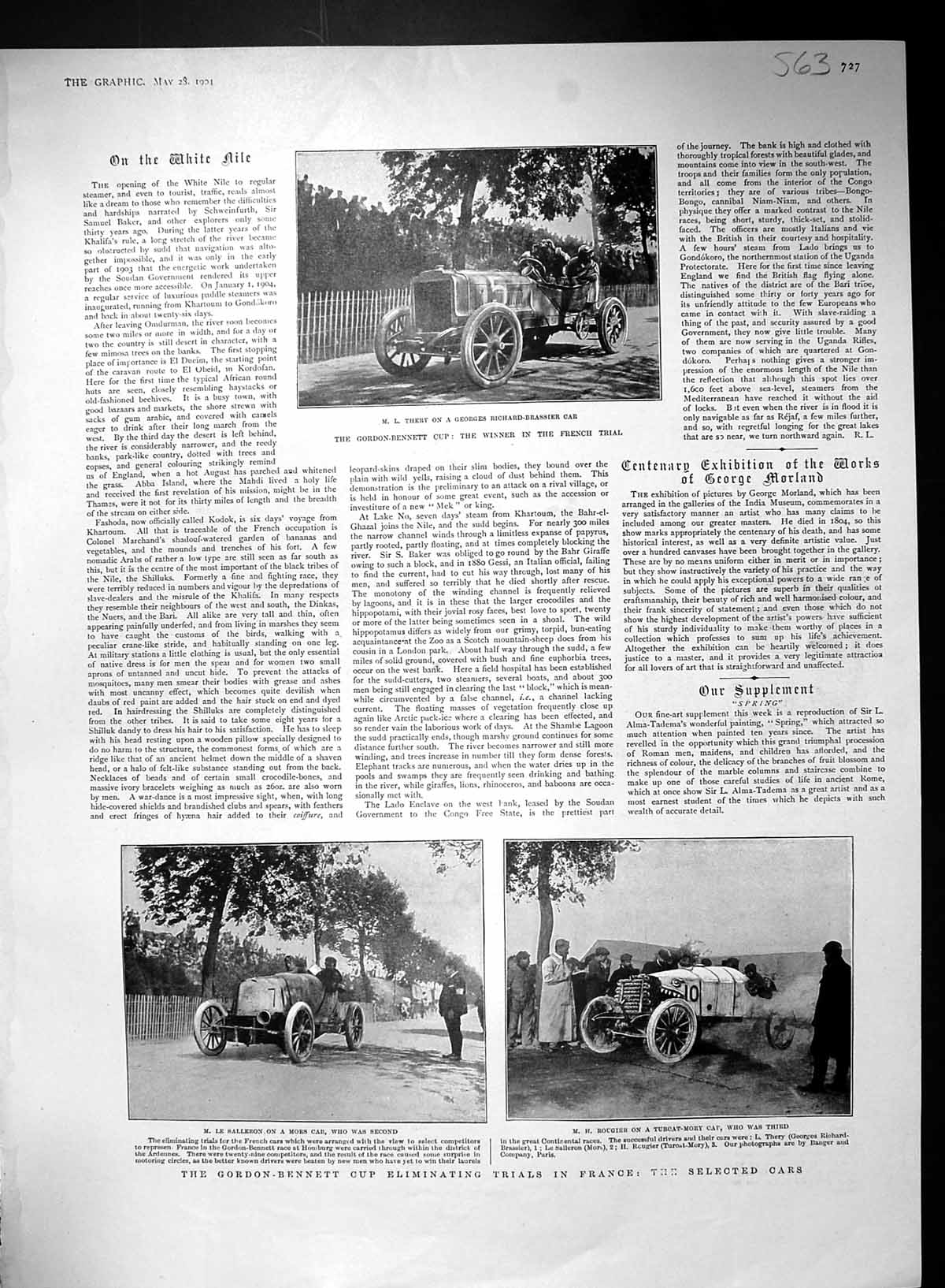 Old 1901 Gordon-Bennett Motor Cars Thery Salleron Rougier River NileVictorian