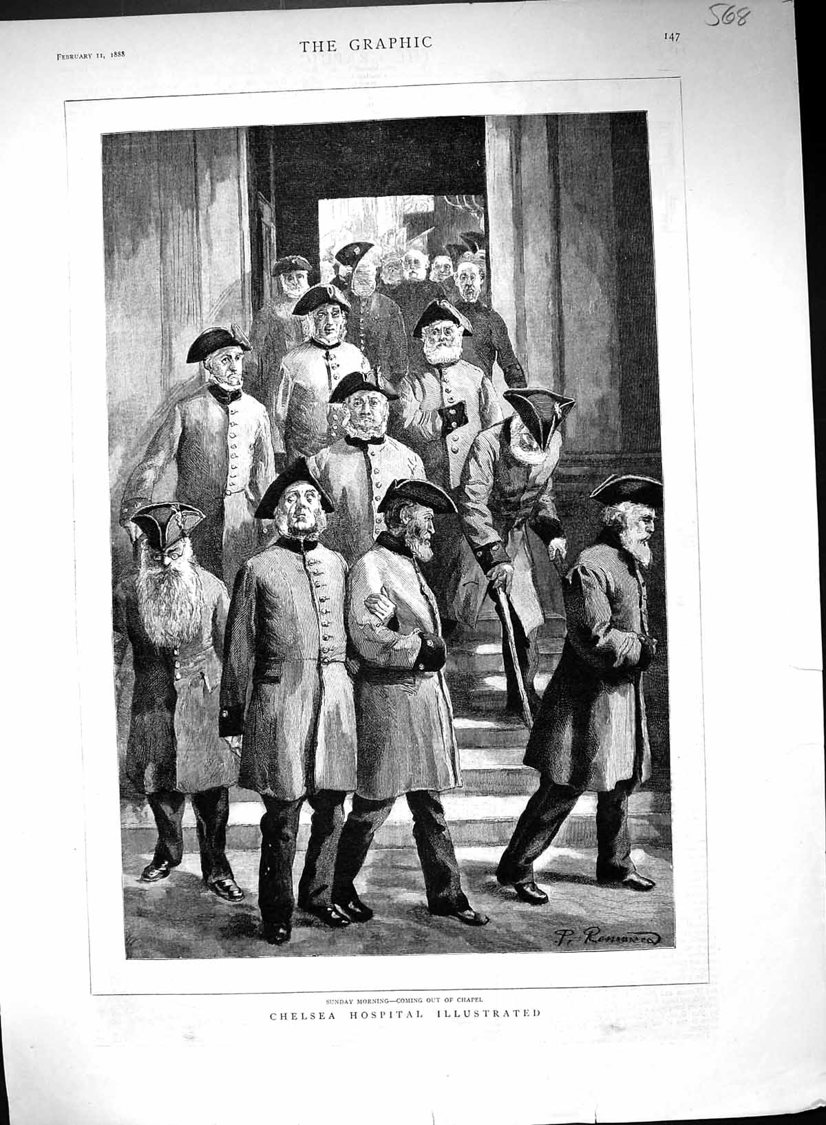 Old 1888 Chelsea Hospital Sunday Morning Scene Cellars Sleeping Berth 19th