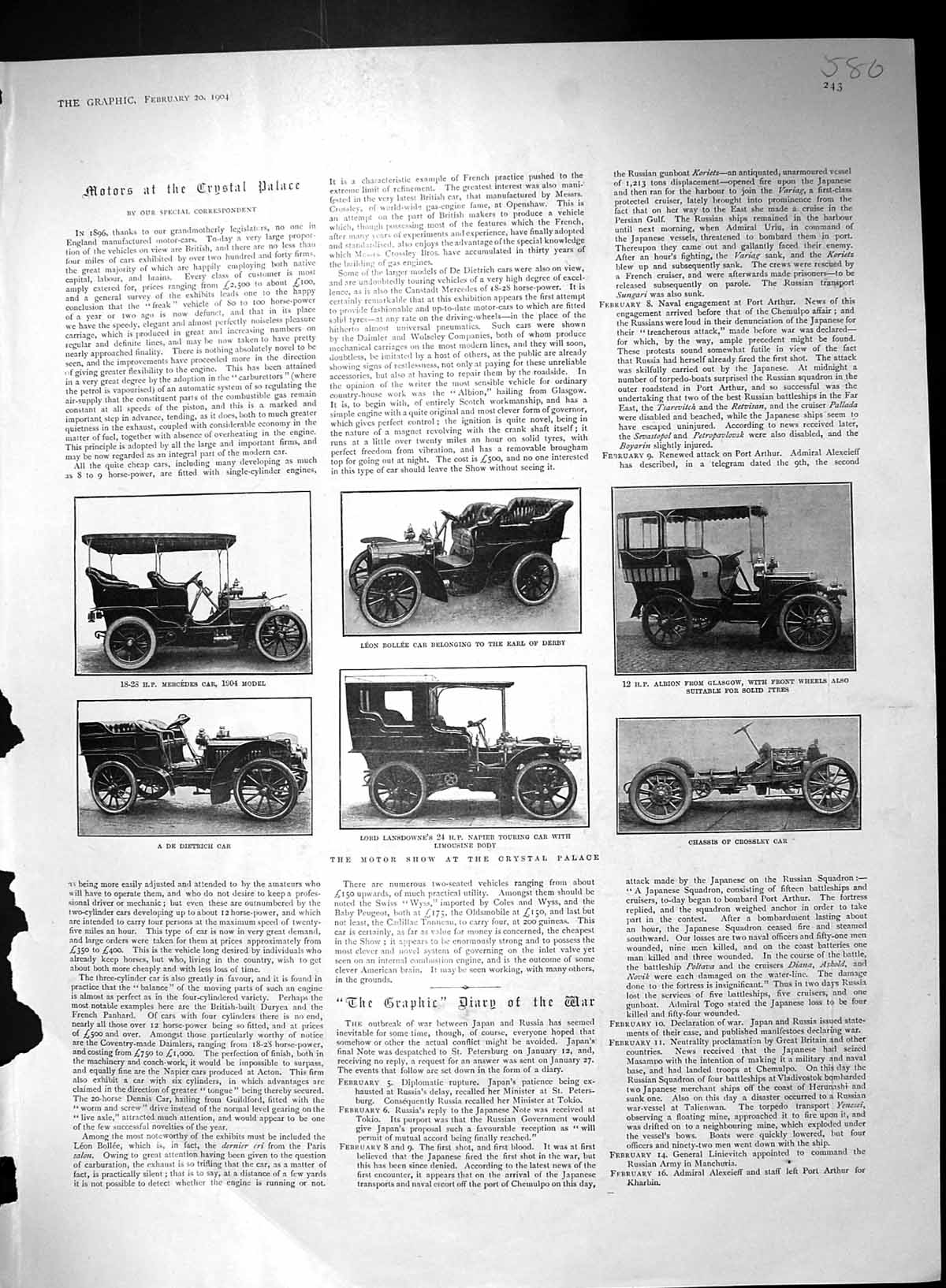 Old 1904 Crystal Palace Motor Car Race Mercedes Bollee Royal Wedding 20th