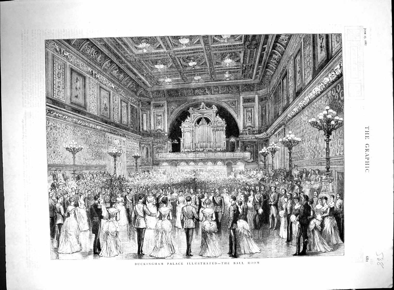 Old 1887 Buckingham Palace Ball Room Interior Prehistoric Cremation P 19th