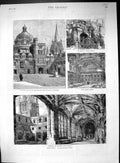 Old 1882 Oxford Mary'S Church Cathedral Cloisters Kettel Hall Holywel 19th