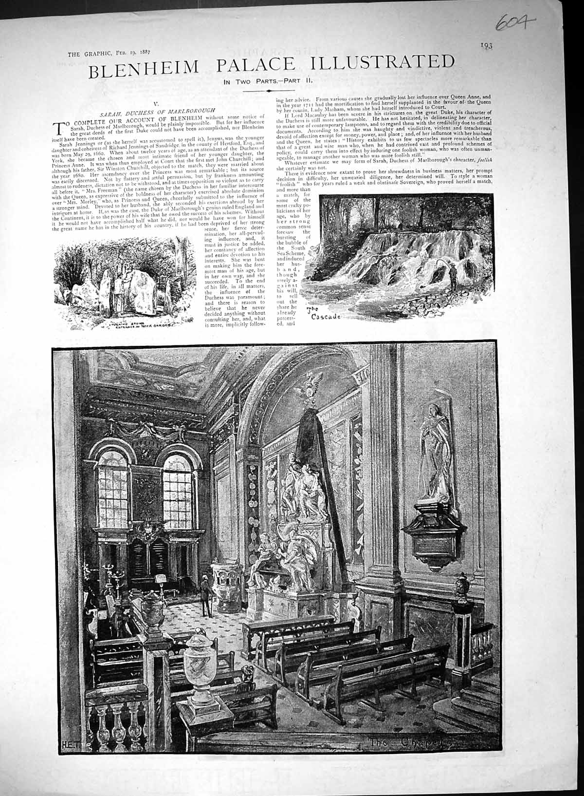 Old 1887 Blenheim Palace Chapel Cascade Entrance Rock Garden Elephant 19th