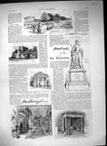 Old 1887 Italian Garden Marlborough Rochesters Bed Chair Sword Librar 19th