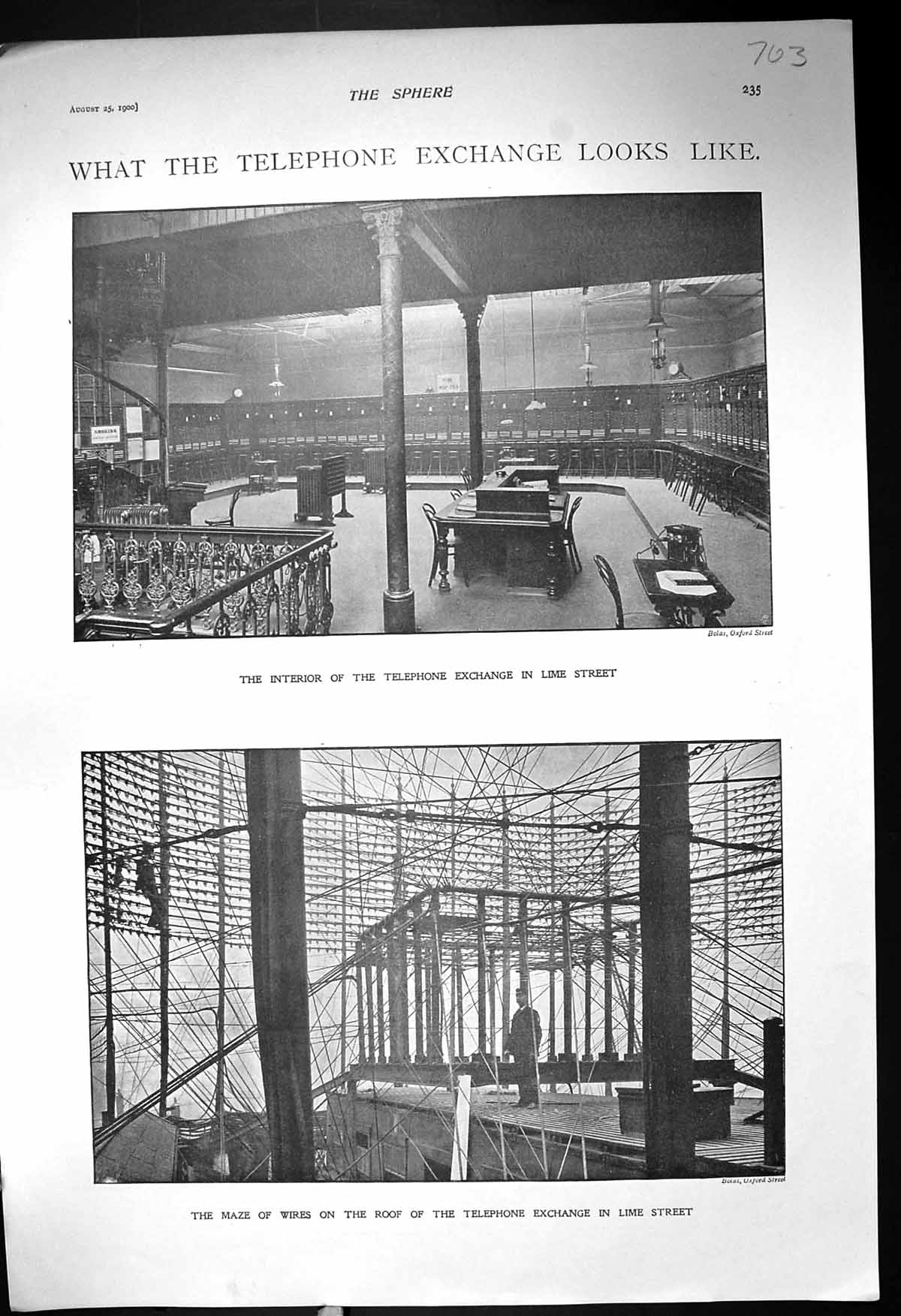 Old 1900 Telephone Exchange Lime Street Wires Rrederick James Furniva 20th