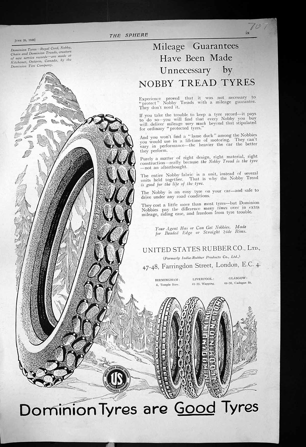 Old 1920 Dominion Motor Tyres United States Vandy Motor Car Daimler H 20th