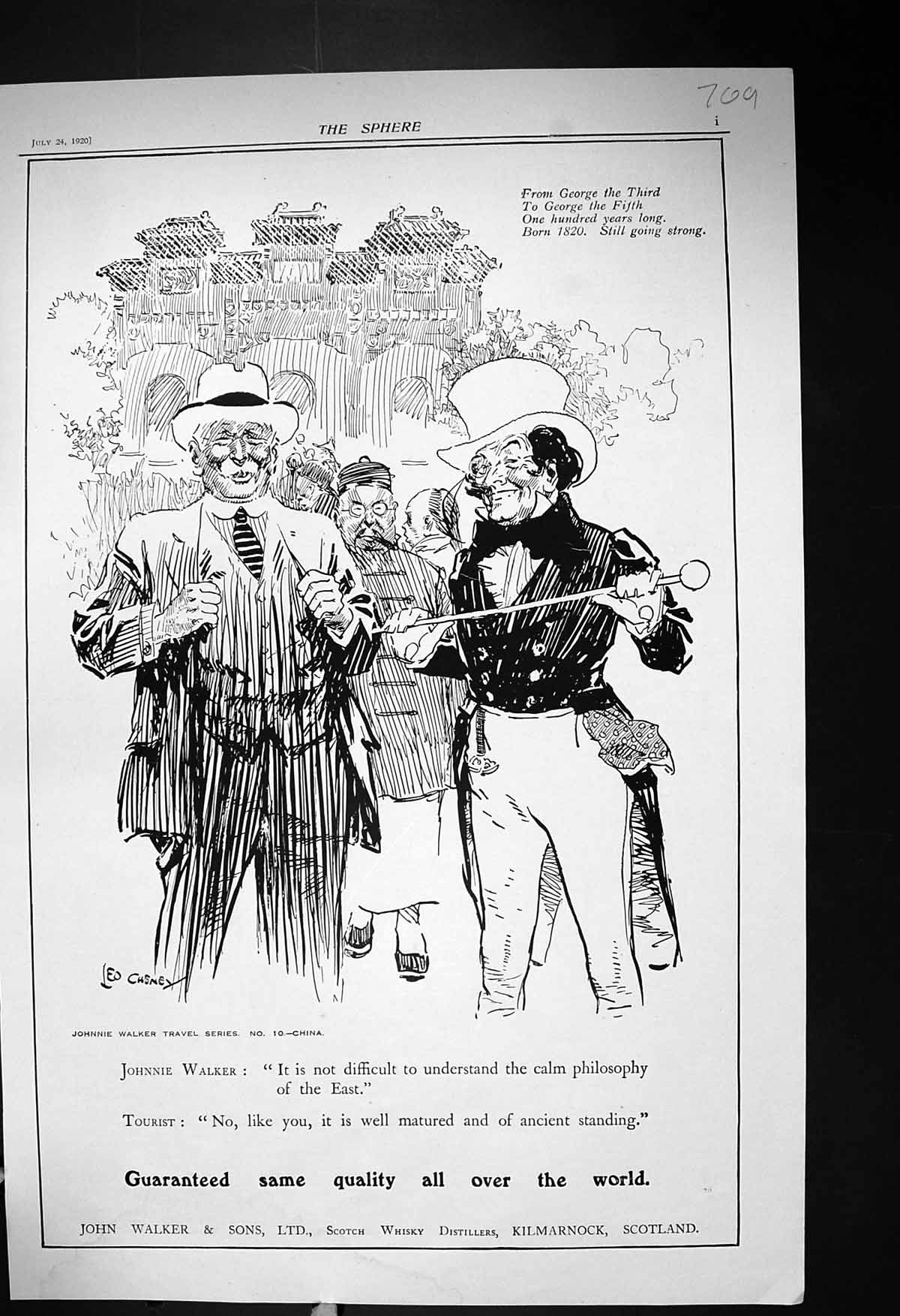 Old 1920 John Walker Scotch Whisky Kilmarnock Otard'S Brandy Golf Laf 20th