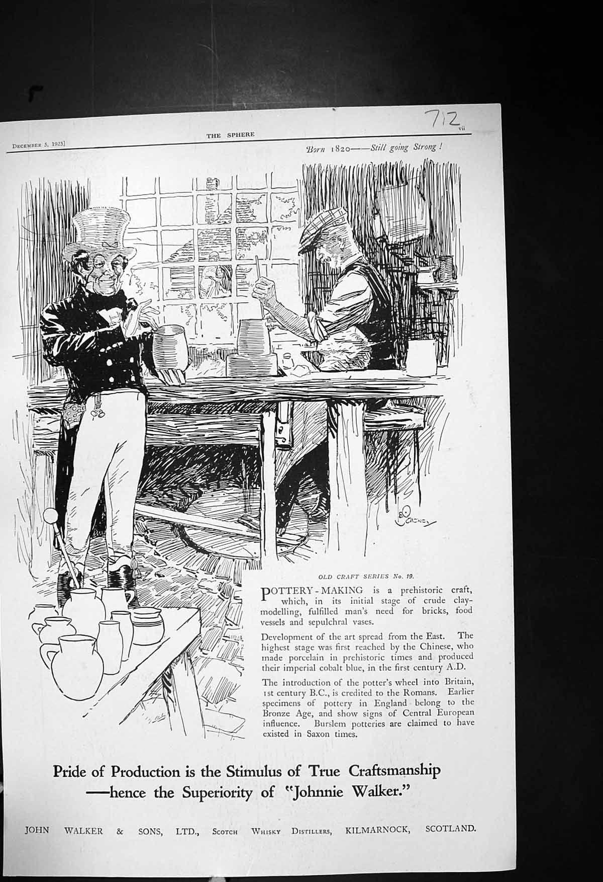 Old 1925 John Walker Scotch Whisky Kilmarnock Mappin Webb Christmas 20th