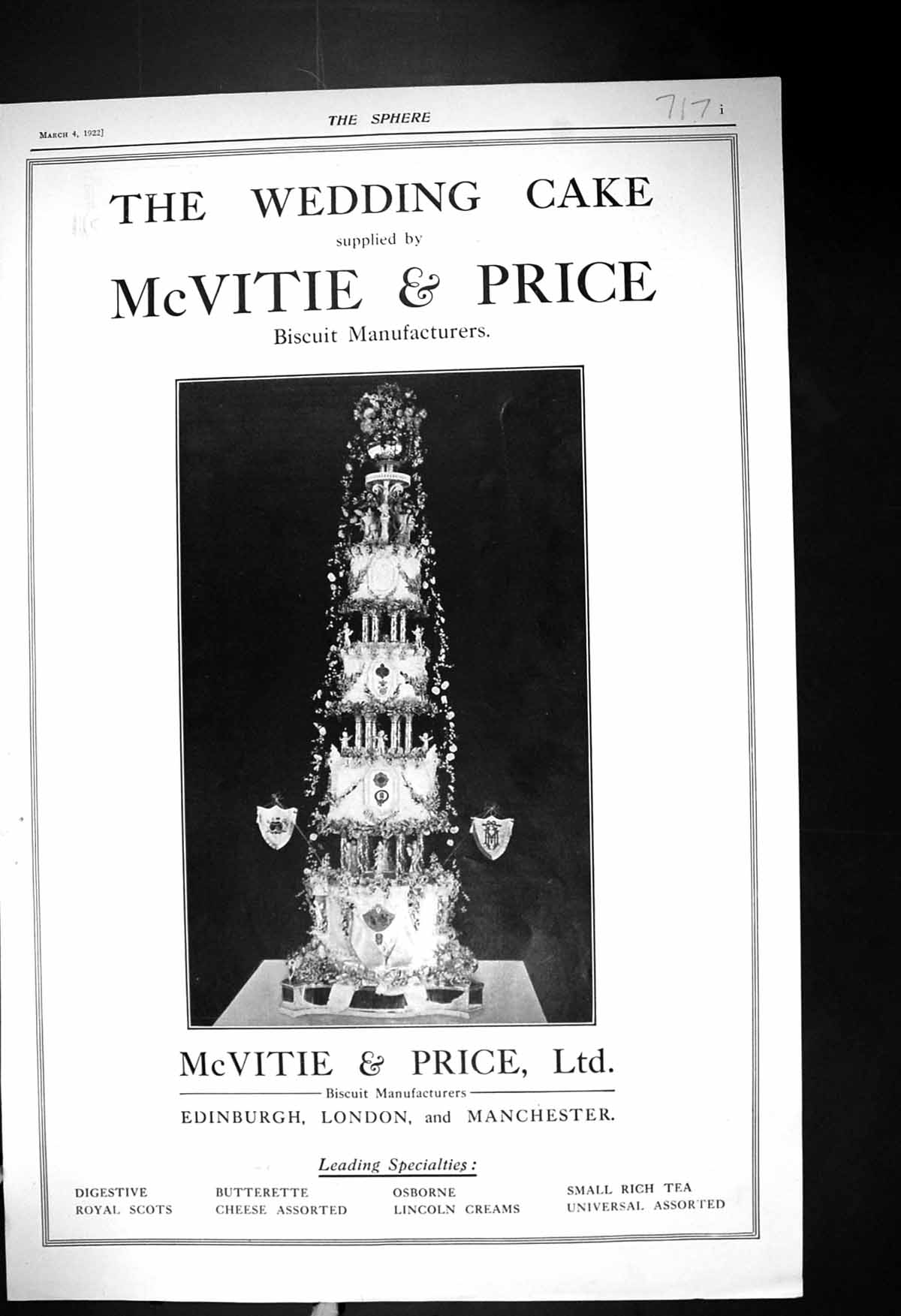 Old 1922 Mcvitie Price Biscuit Bridal Head-Dress Wedding Bridesmaid 20th