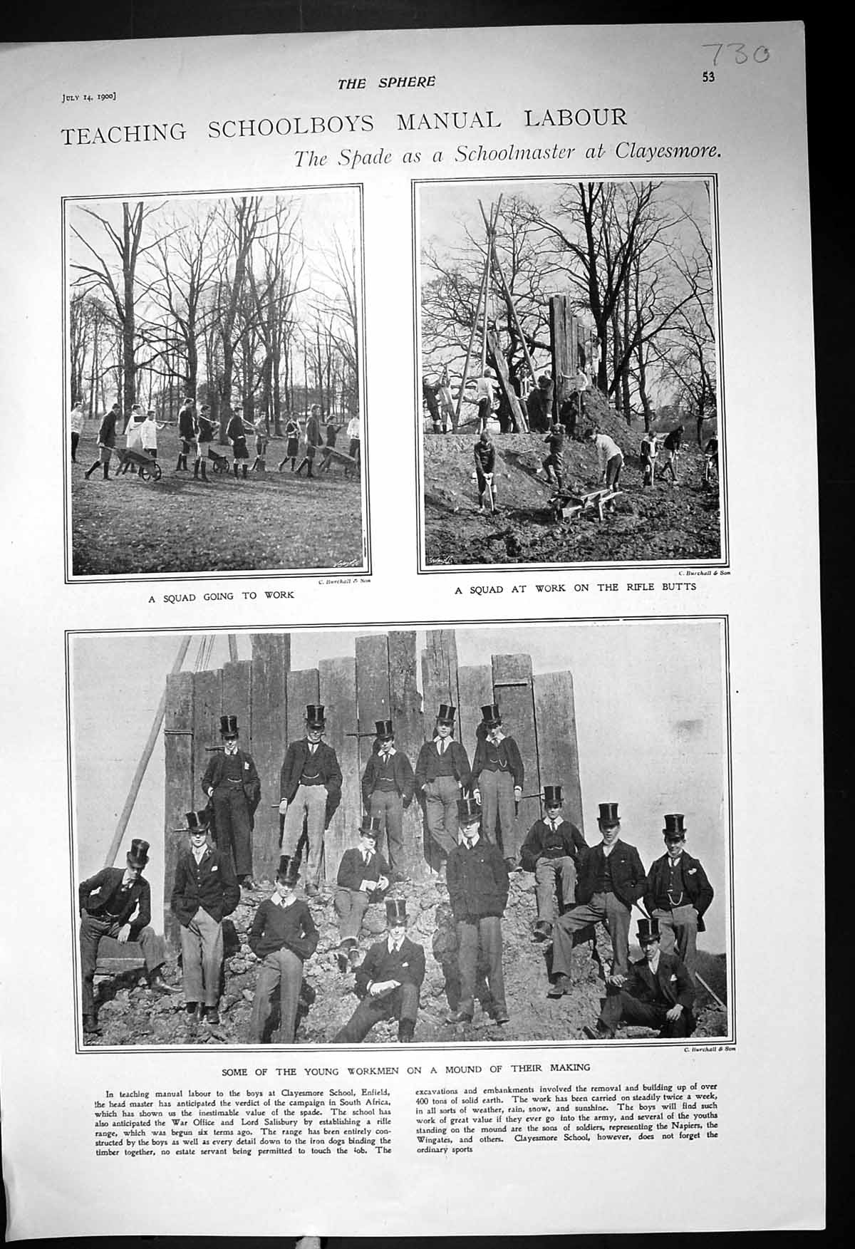 Old 1900 Clayesmore Enfield Schoolboys Manual Labour Cricket Grace Ha 20th