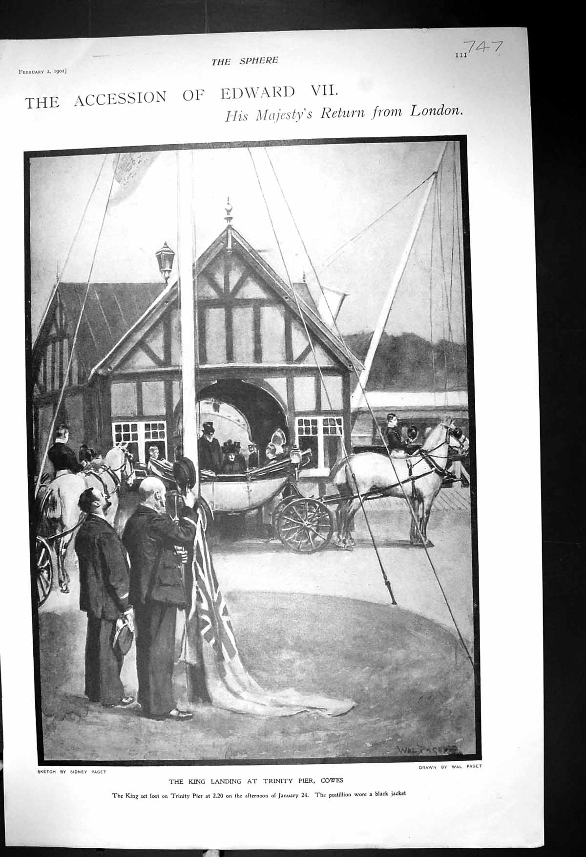 Old 1901 Accession King Edward Trinity Pier Cowes Royal Yacht Ships H 20th