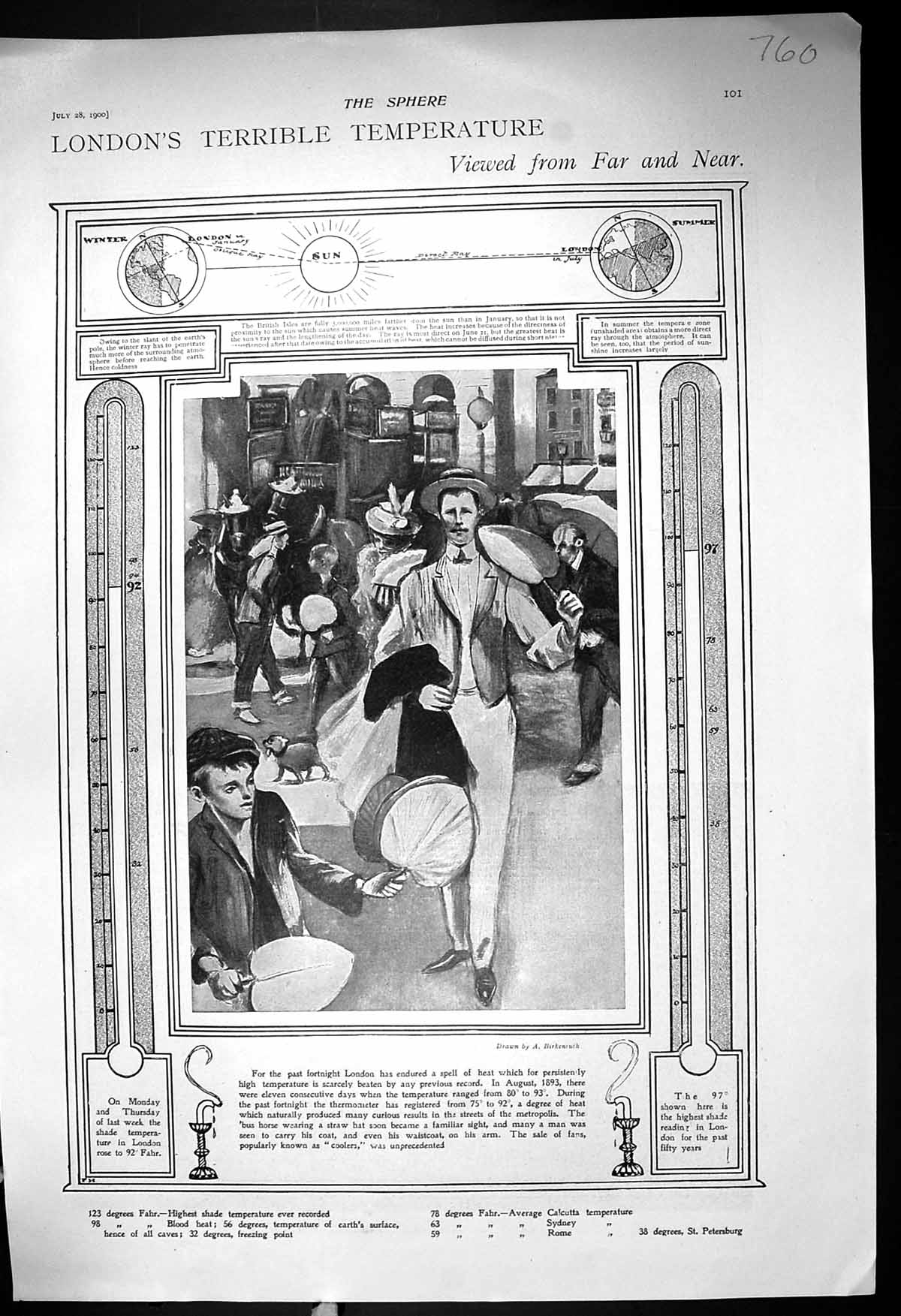 Old 1900 London Heatwave Street Scene Count Zeppelin Air Ship Cherbou 20th
