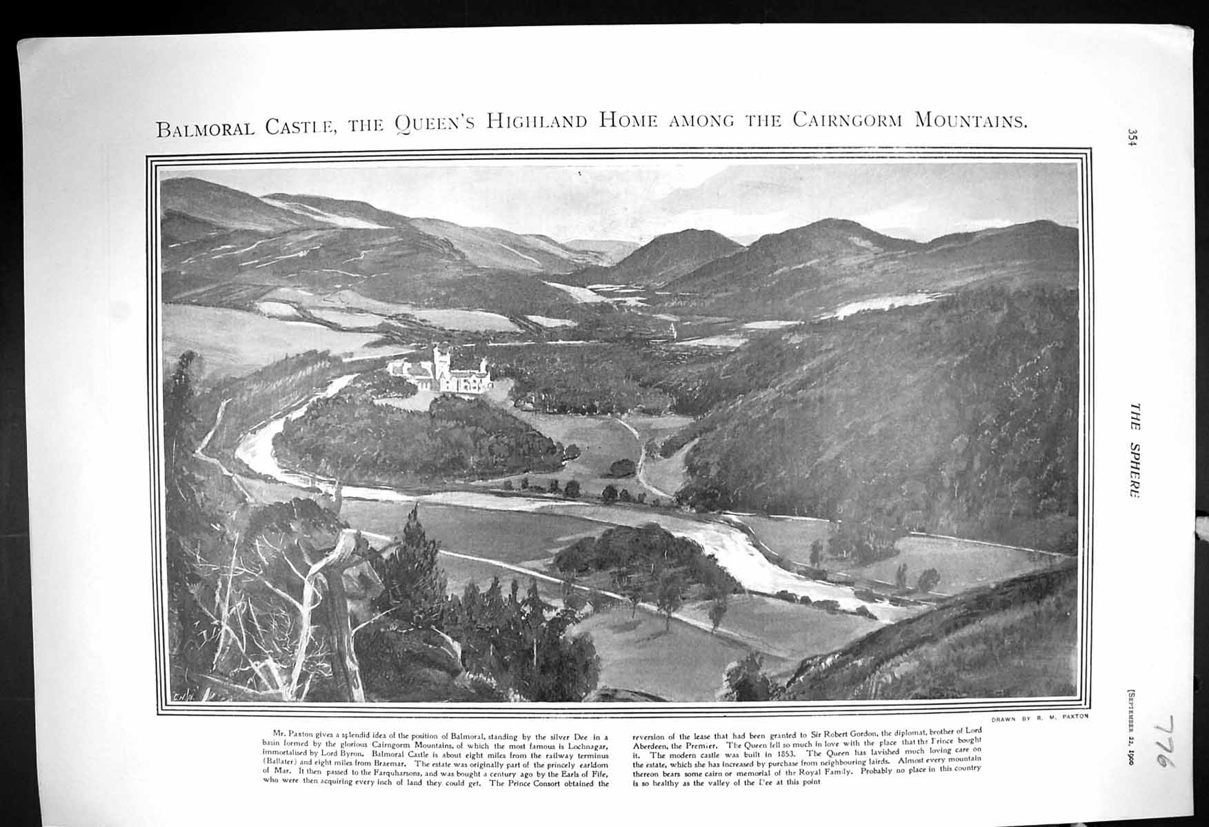 Old 1900 Balmoral Castle Queen Highland Home Paxton China War British 20th