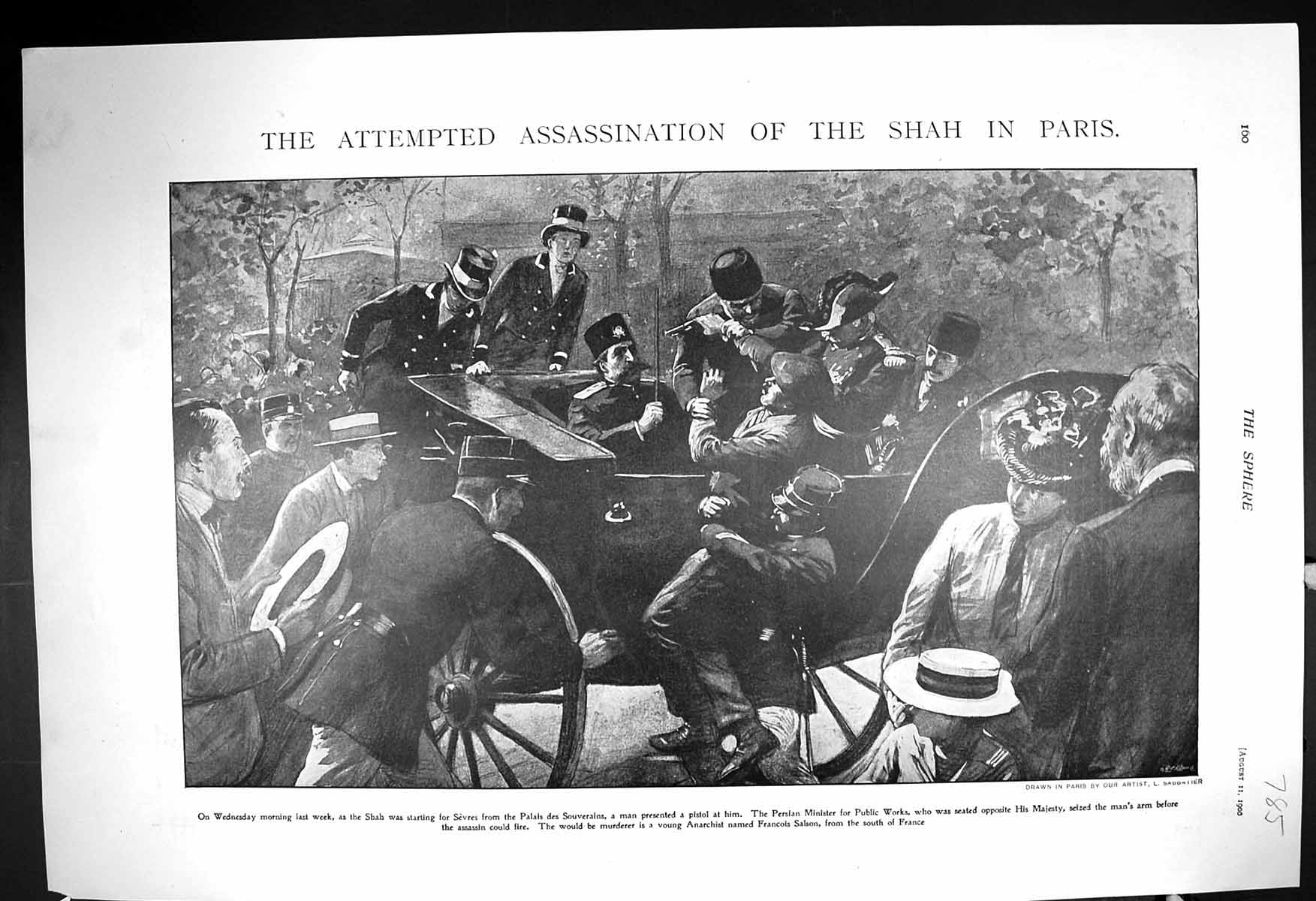 Old 1900 Attempted Assassination Shah Paris France King Humbert Cobur 20th