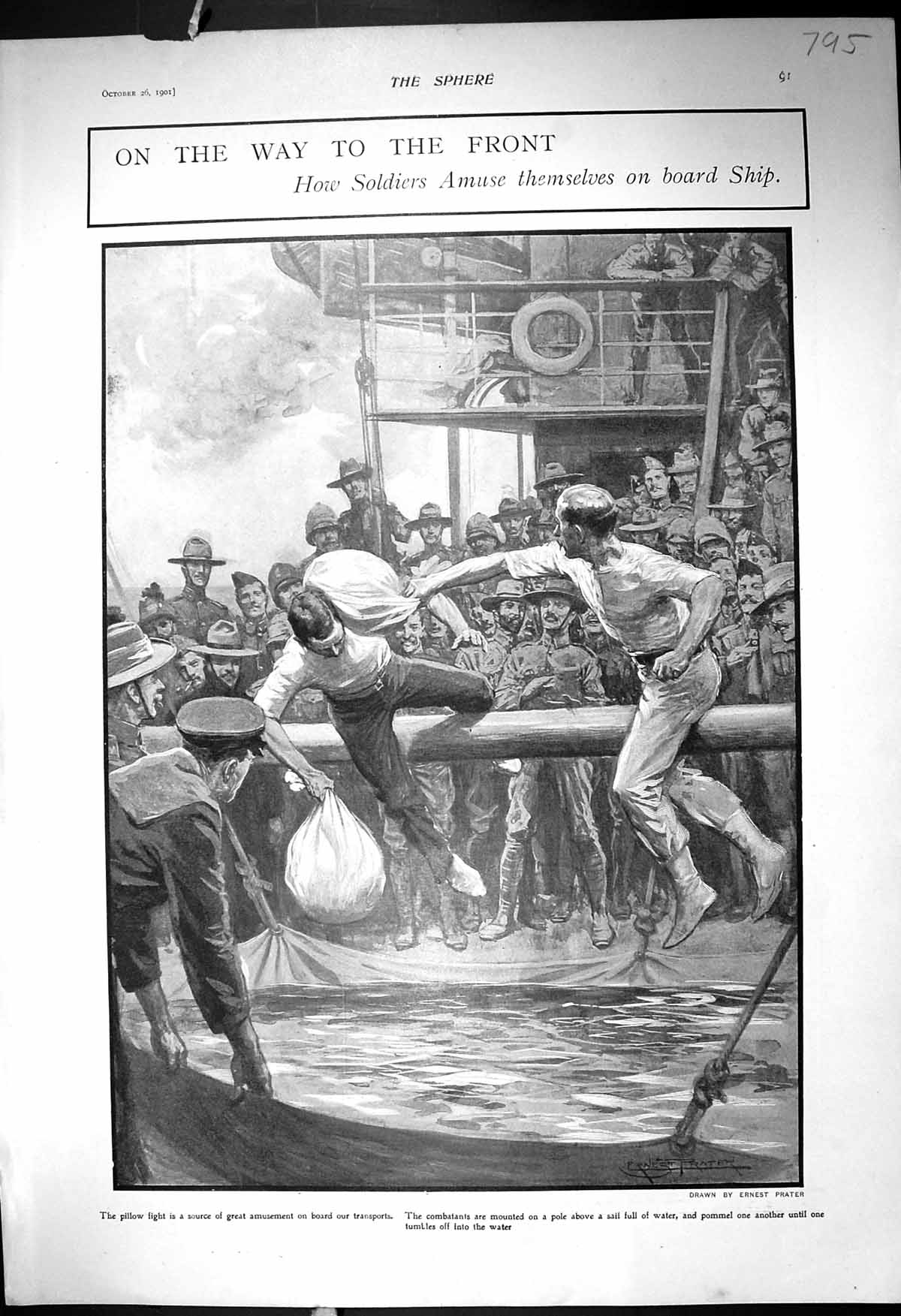 Old 1901 War Siers Pillow Fight Ship Deck Glasgow Exhibition RussiVictorian