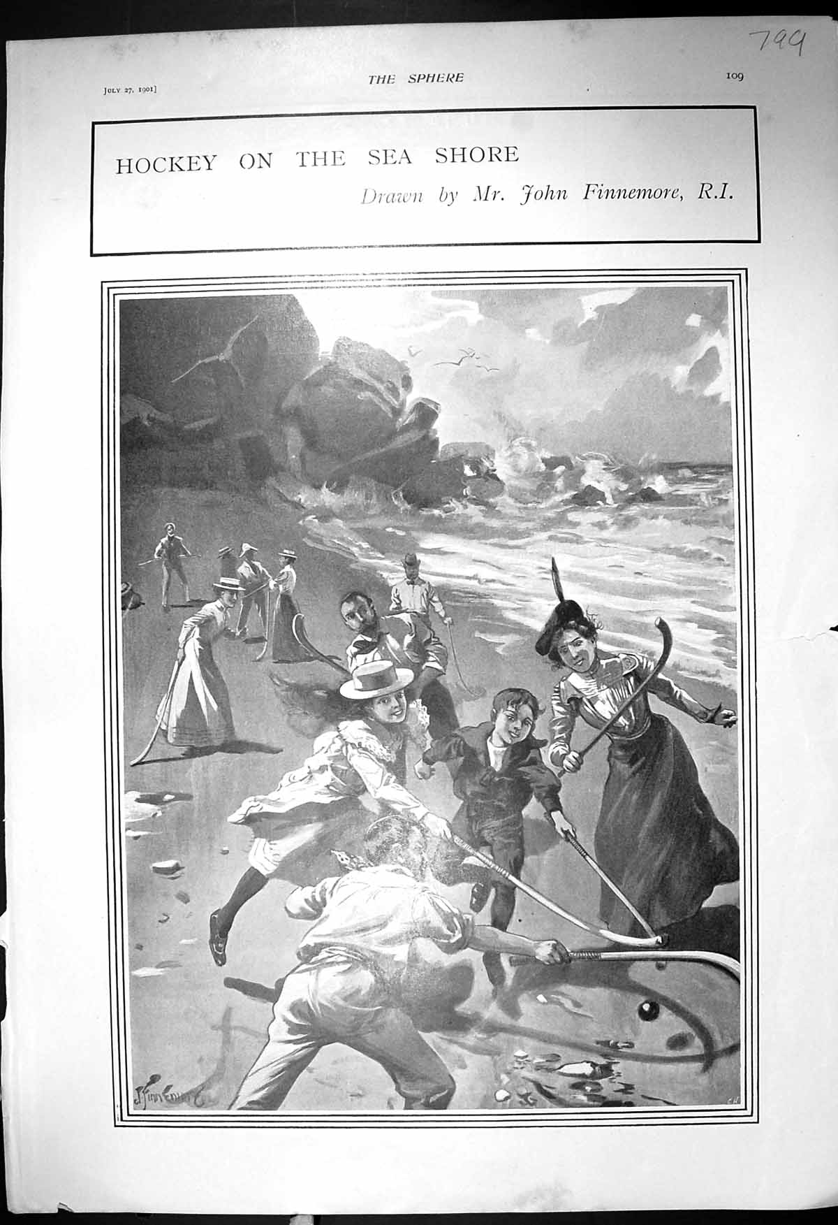 Old 1901 Children Hockey Beach Sea Shore Florence Collingbourne Theat 20th